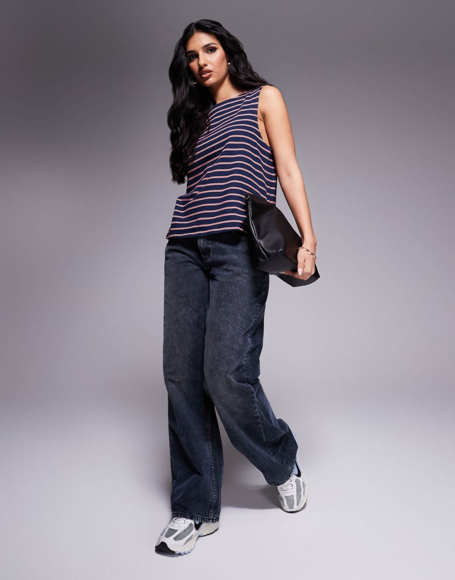 ASOS DESIGN boxy fit tank in textured navy stripe - ASOS Sample Sale