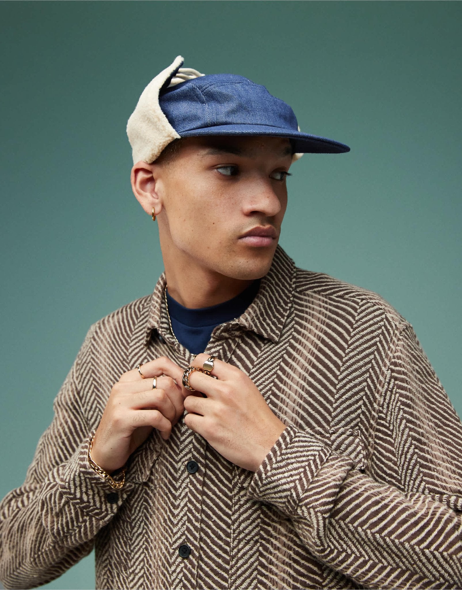 ASOS DESIGN boxy herringbone overshirt in brown - ASOS Sample Sale