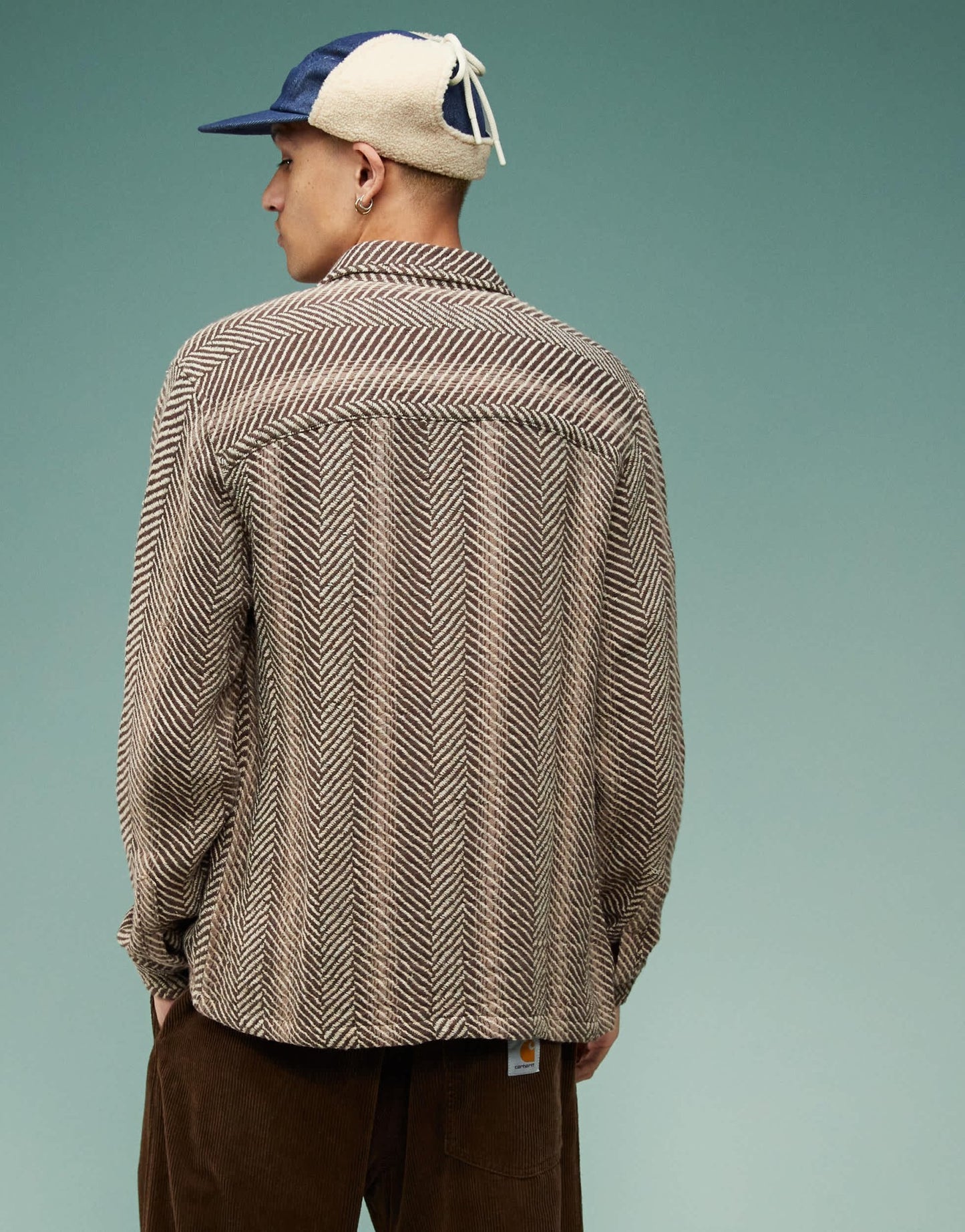 ASOS DESIGN boxy herringbone overshirt in brown - ASOS Sample Sale