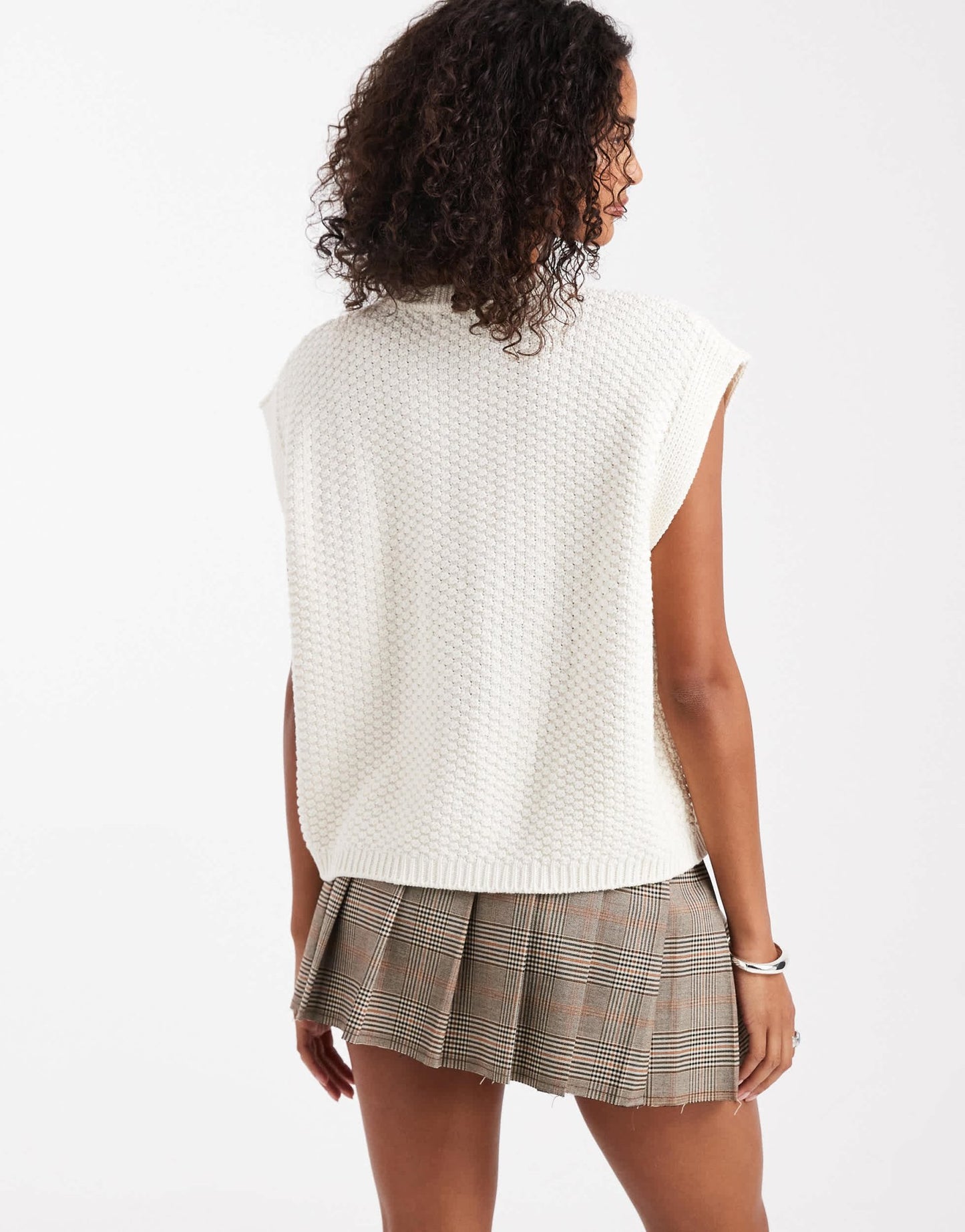 ASOS DESIGN boxy knitted stitch waistcoat with button detail in cream - ASOS Sample Sale