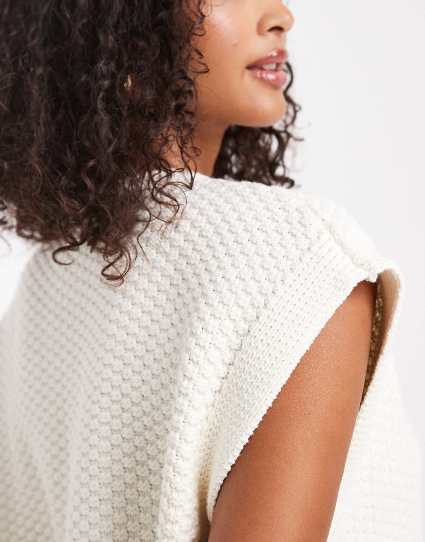 ASOS DESIGN boxy knitted stitch waistcoat with button detail in cream - ASOS Sample Sale