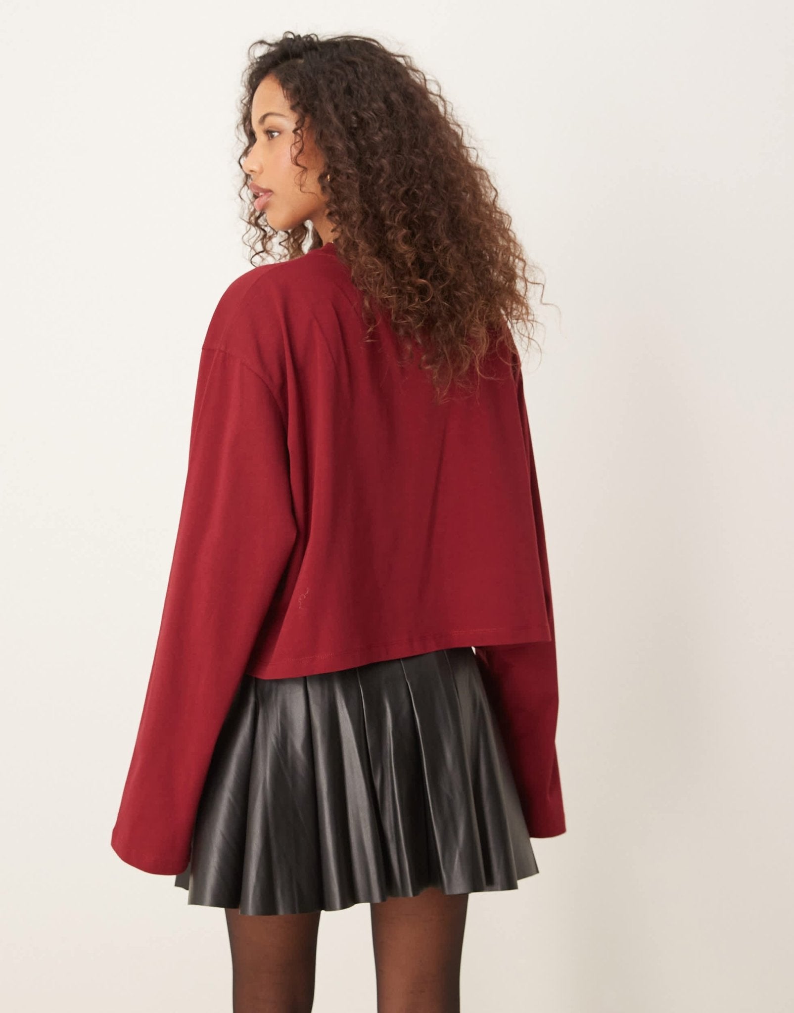 ASOS DESIGN boxy long sleeve tee in burgundy - ASOS Sample Sale