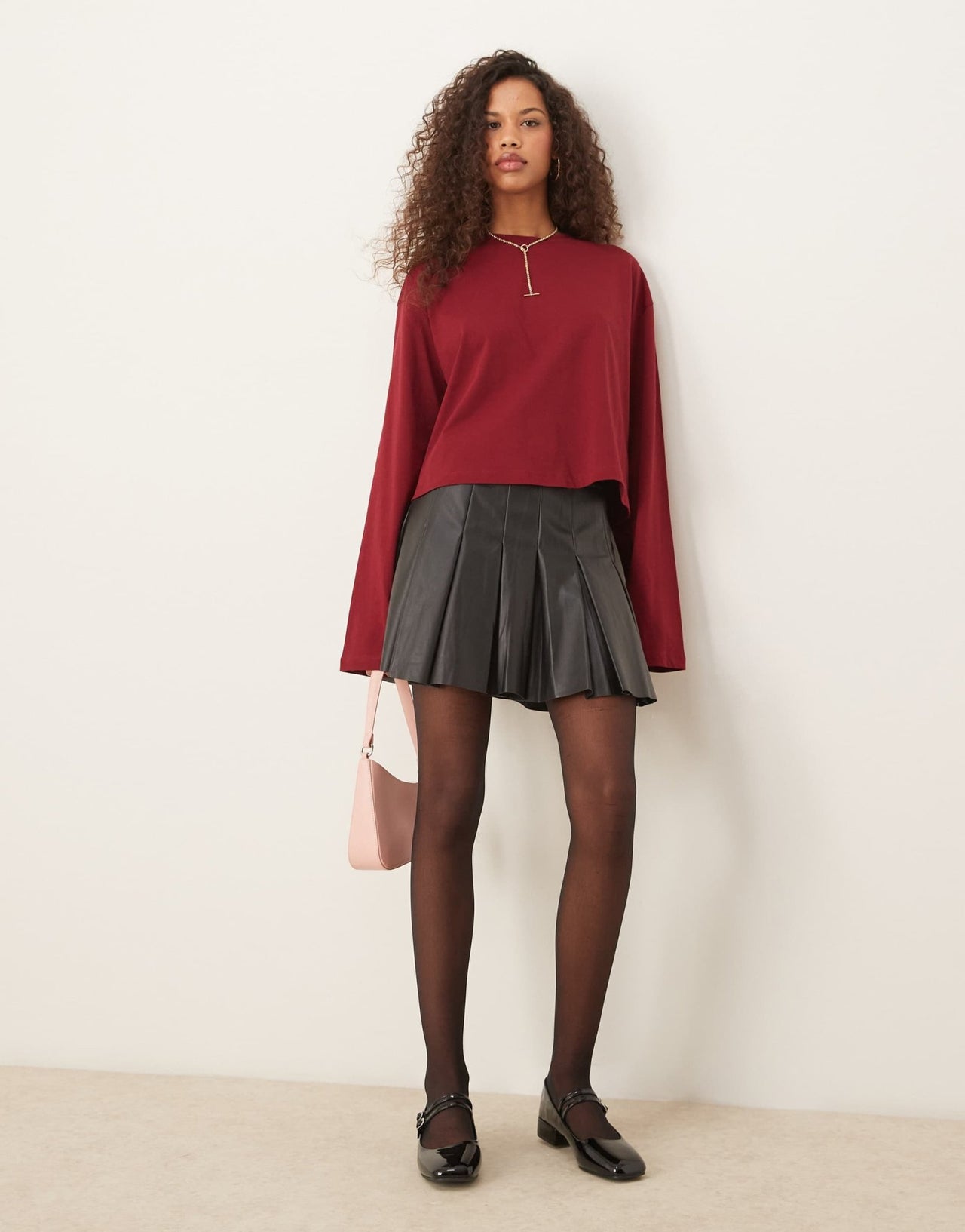 ASOS DESIGN boxy long sleeve tee in burgundy - ASOS Sample Sale