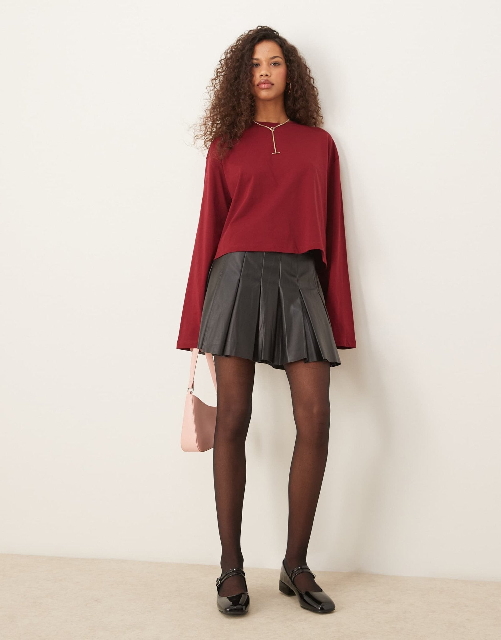 ASOS DESIGN boxy long sleeve tee in burgundy - ASOS Sample Sale
