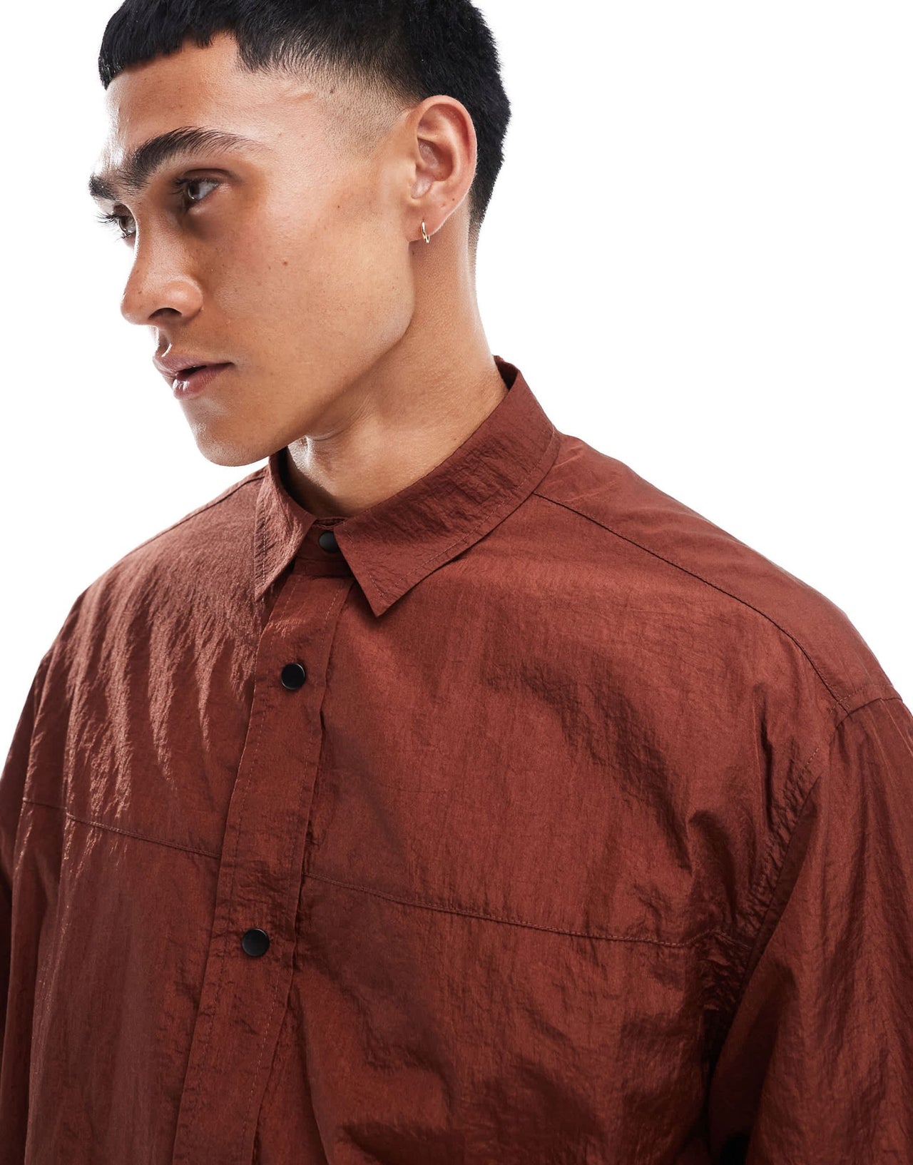 ASOS DESIGN boxy nylon shirt in brown - ASOS Sample Sale