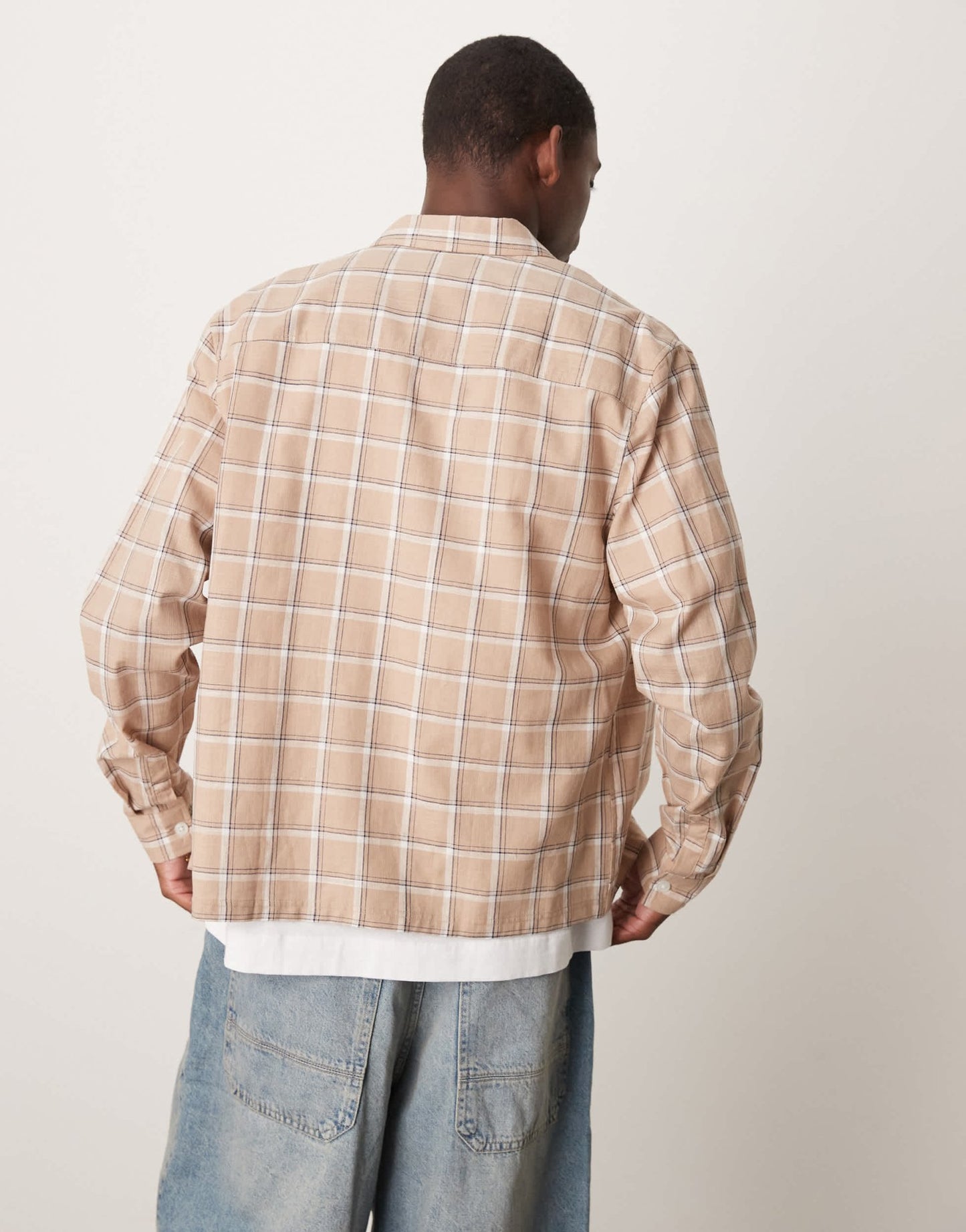 ASOS DESIGN boxy overshirt zip through shirt in brown check - ASOS Sample Sale