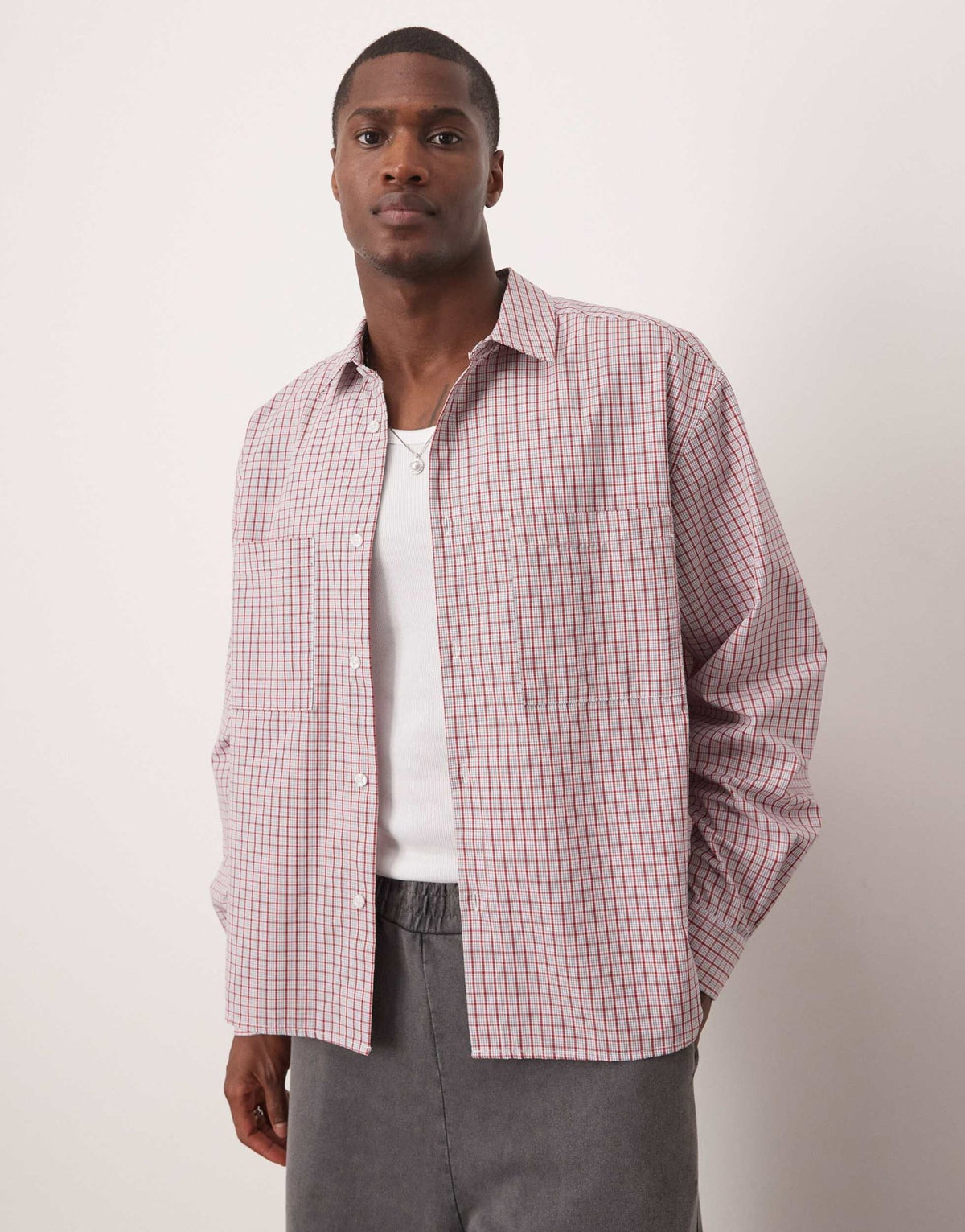 ASOS DESIGN boxy oversized check shirt in red - ASOS Sample Sale