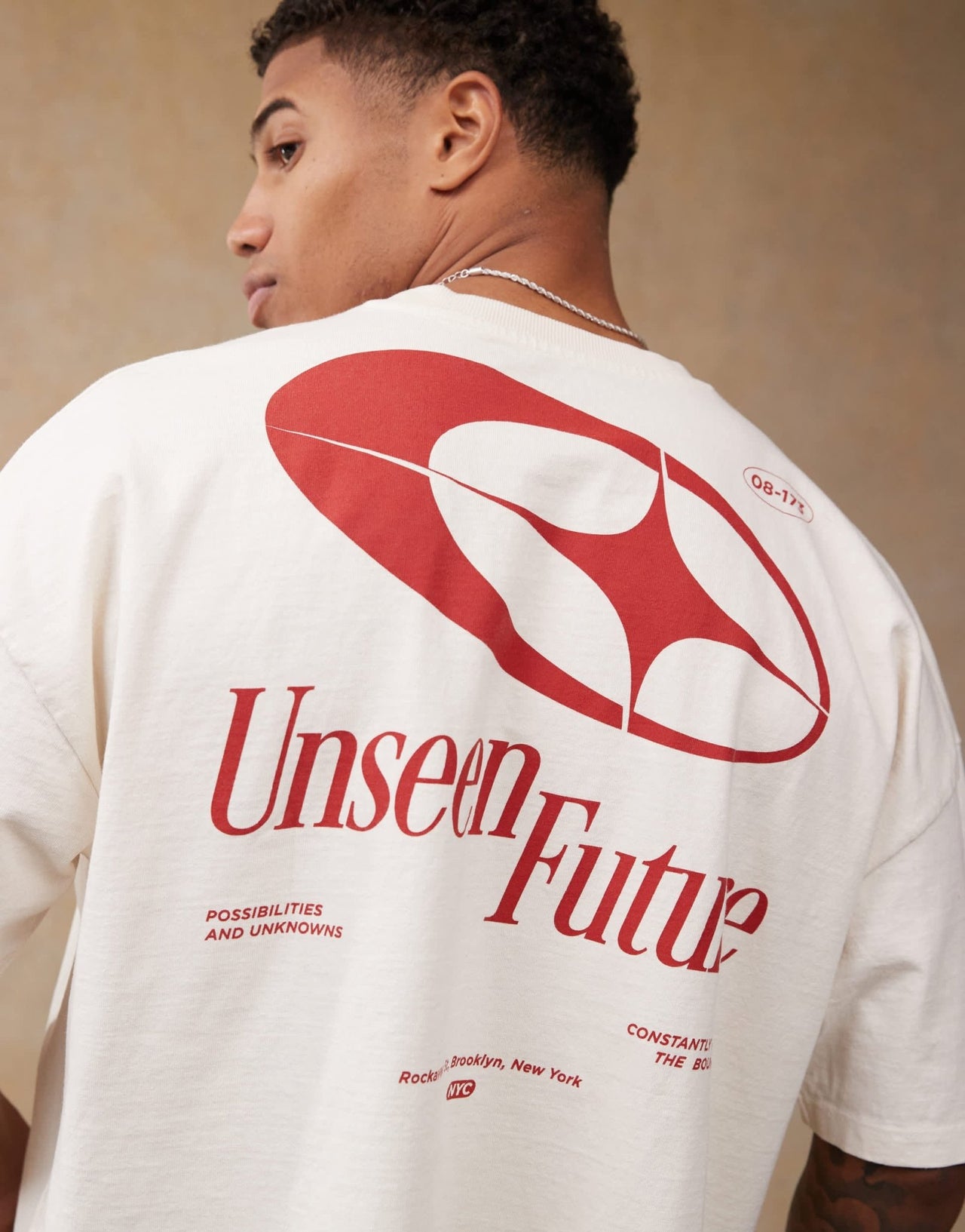 ASOS DESIGN boxy oversized heavyweight dropped shoulder t-shirt with back print in cream - ASOS Sample Sale