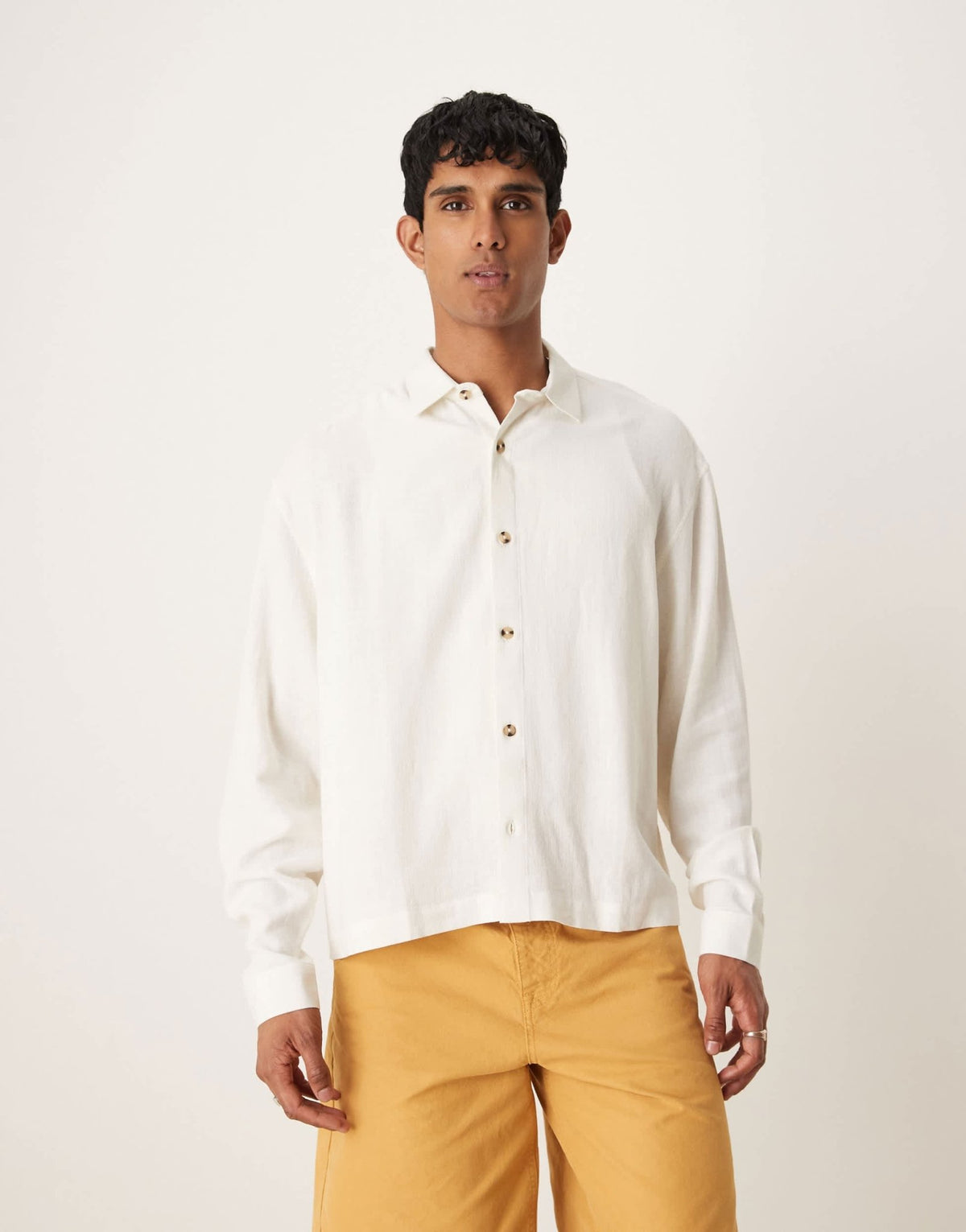 ASOS DESIGN boxy oversized linen blend shirt in white - ASOS Sample Sale