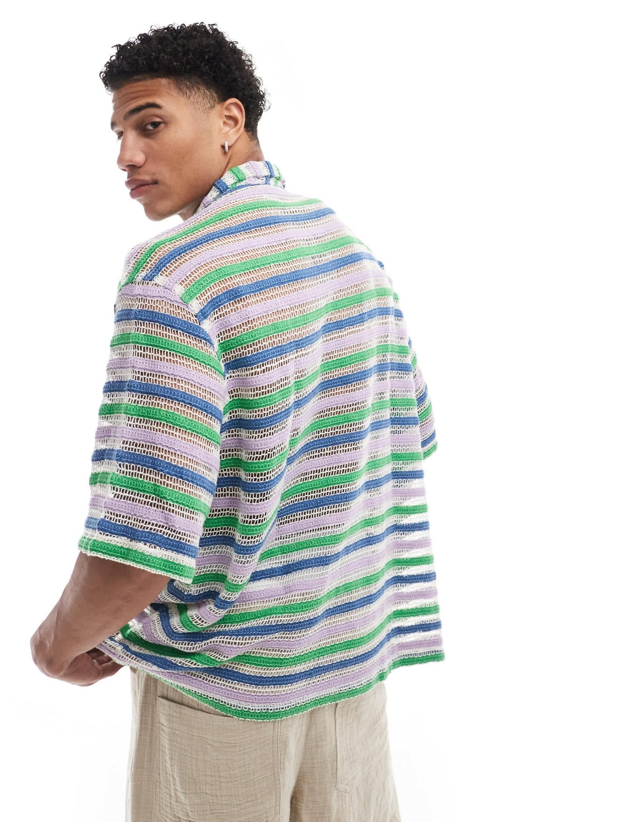 ASOS DESIGN boxy oversized revere crochet shirt - ASOS Sample Sale