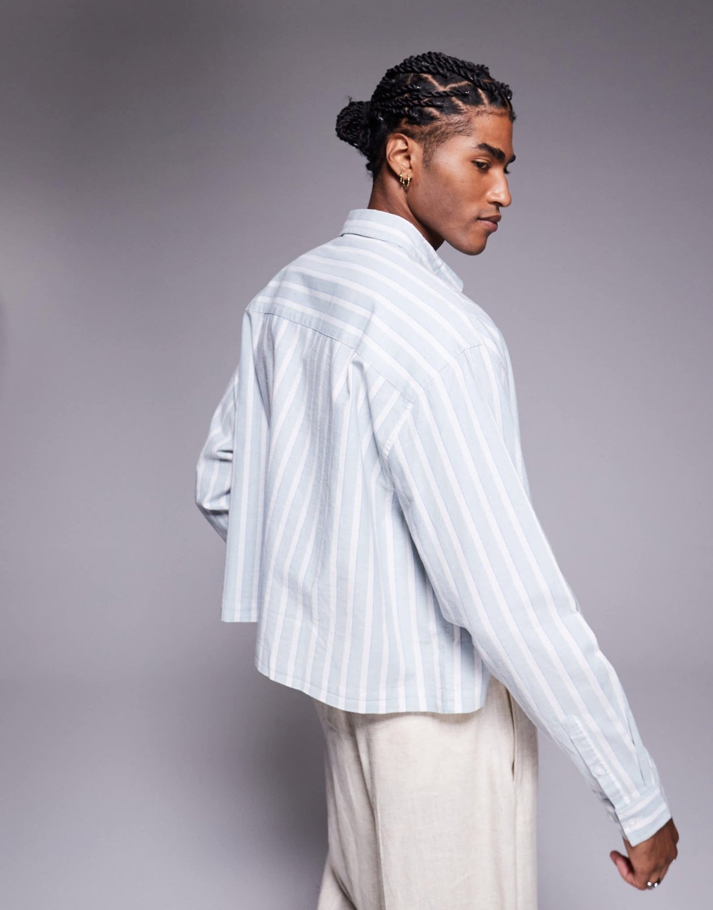 ASOS DESIGN boxy oversized shirt in white and blue stripe - ASOS Sample Sale