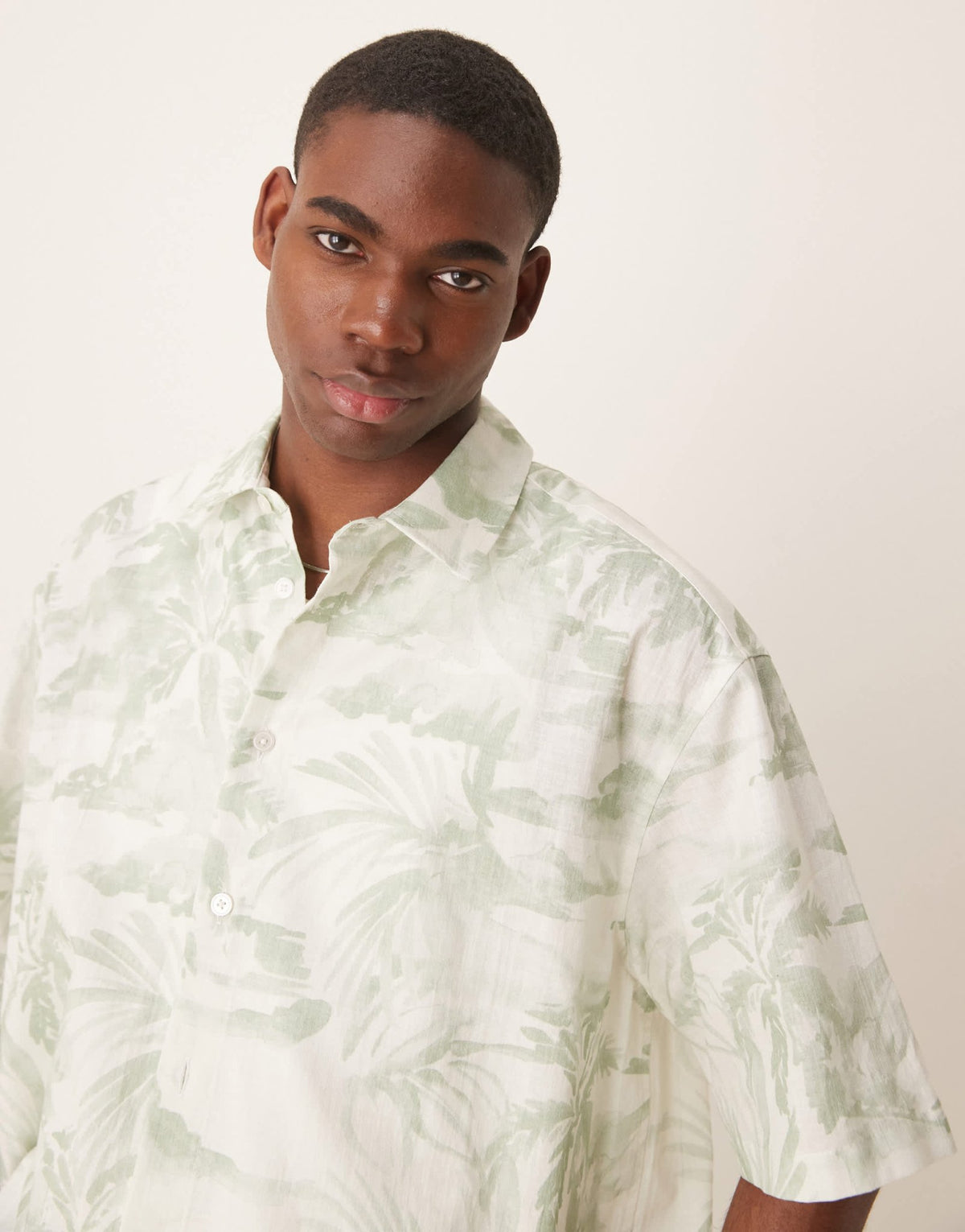 ASOS DESIGN boxy oversized shirt with floral print in green - ASOS Sample Sale