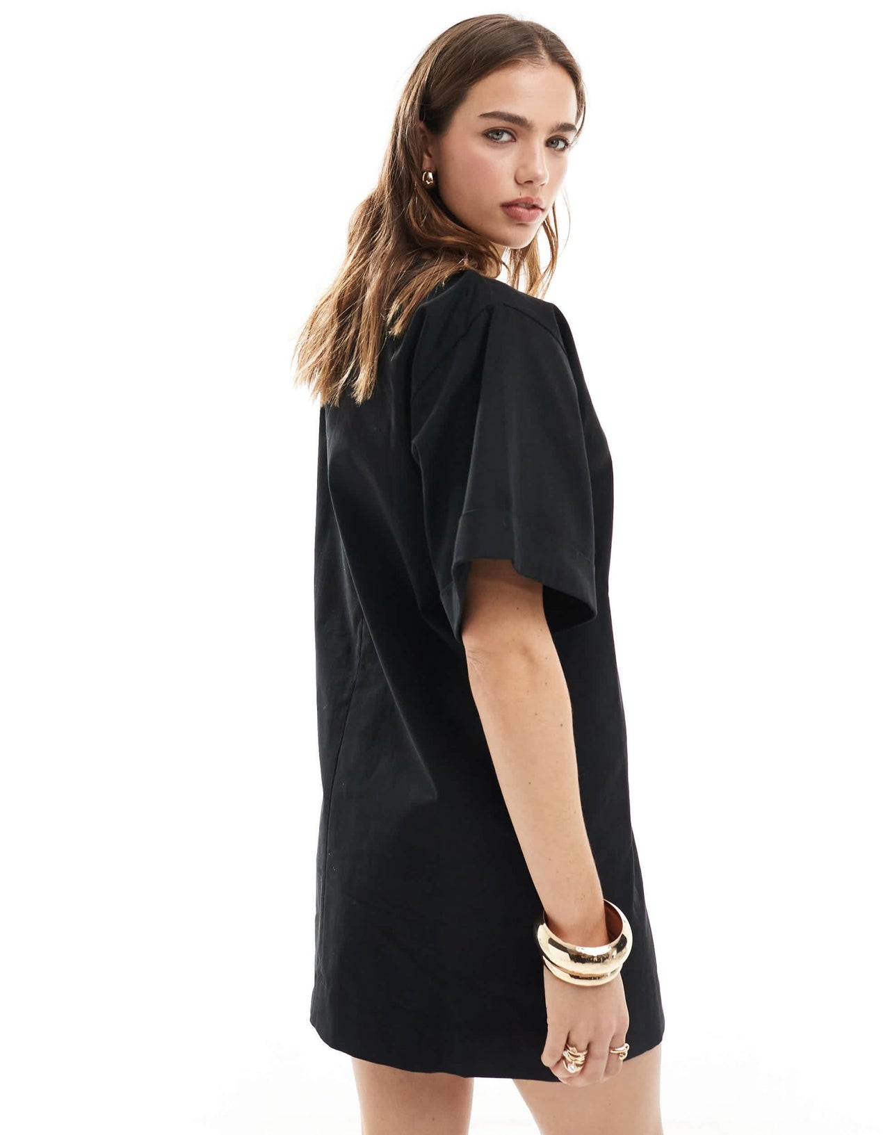 ASOS DESIGN boxy oversized t-shirt cotton twill mini dress in black - ASOS Sample Sale