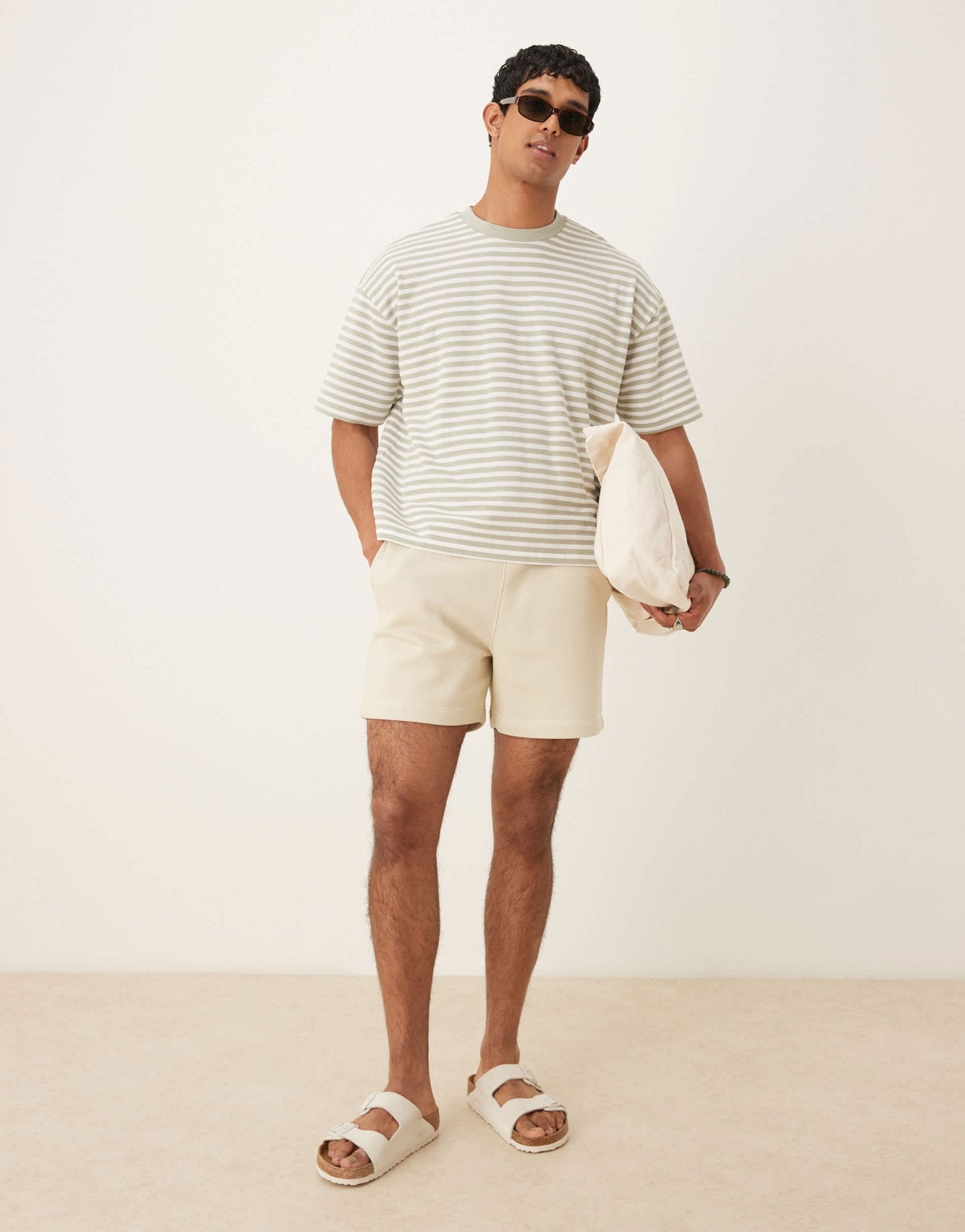 ASOS DESIGN boxy oversized t-shirt in grey textured stripe - ASOS Sample Sale