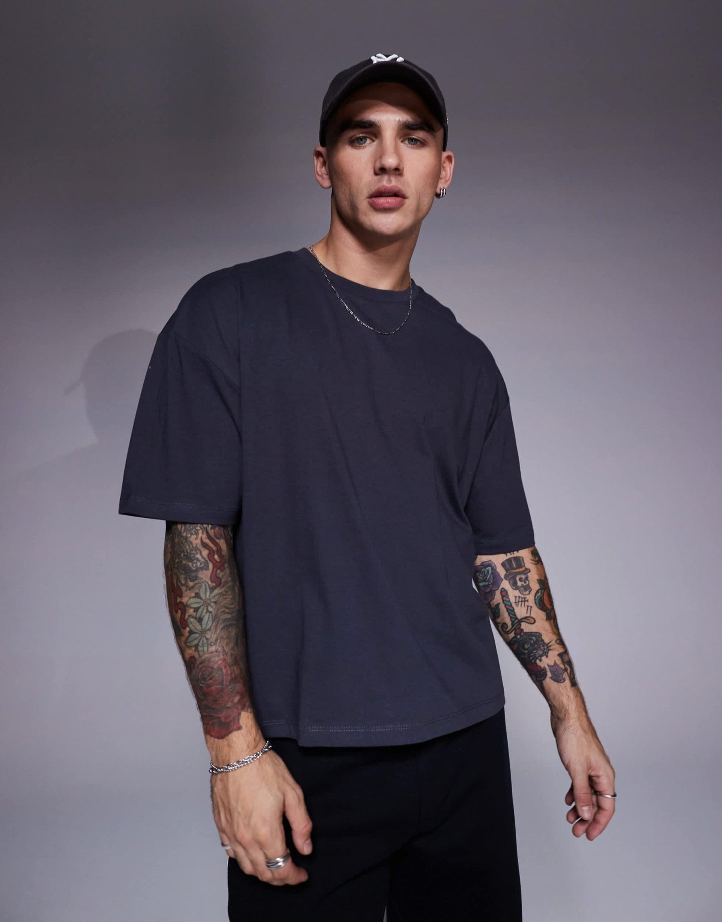 ASOS DESIGN boxy oversized t-shirt with back print in charcoal - ASOS Sample Sale