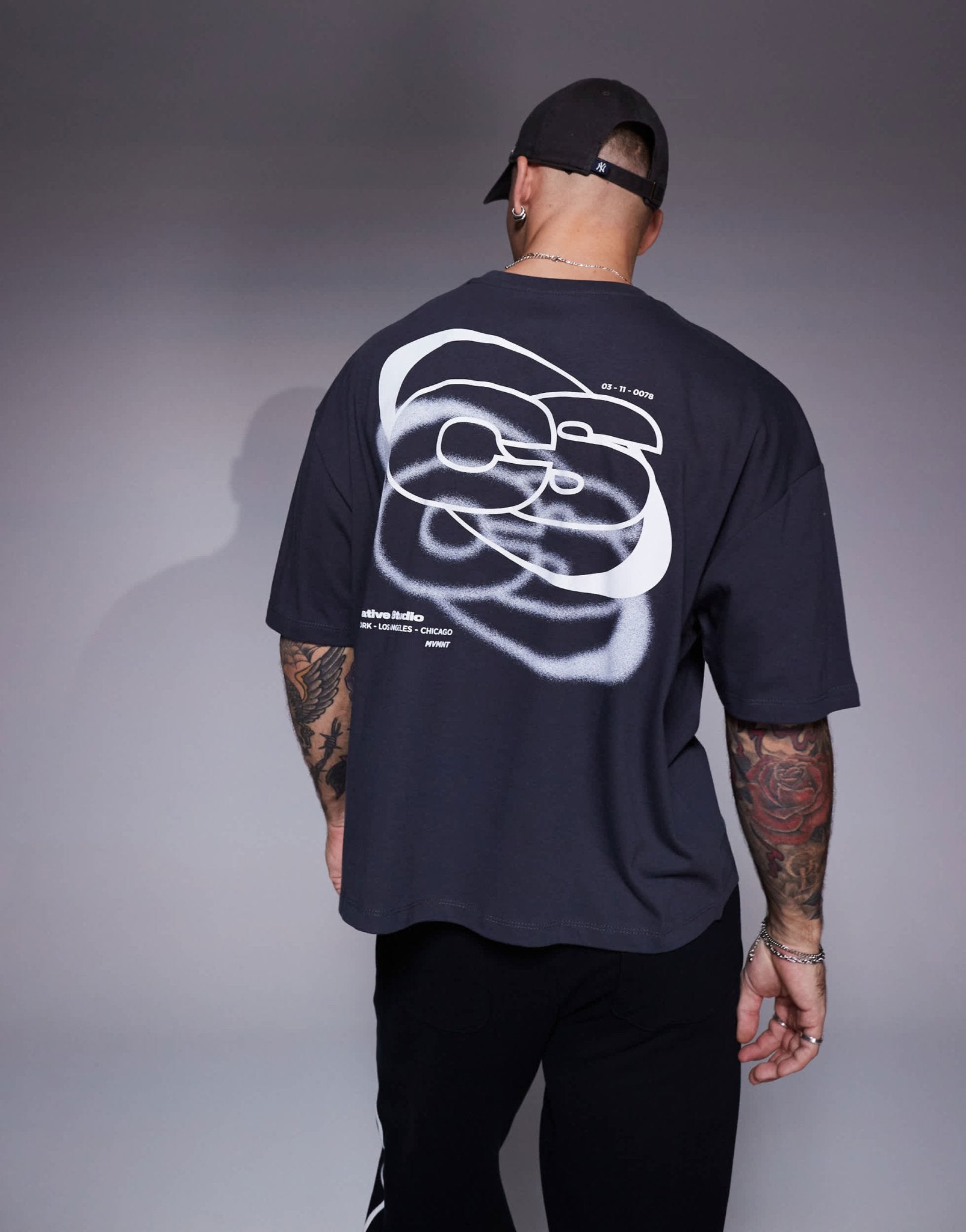 ASOS DESIGN boxy oversized t-shirt with back print in charcoal - ASOS Sample Sale