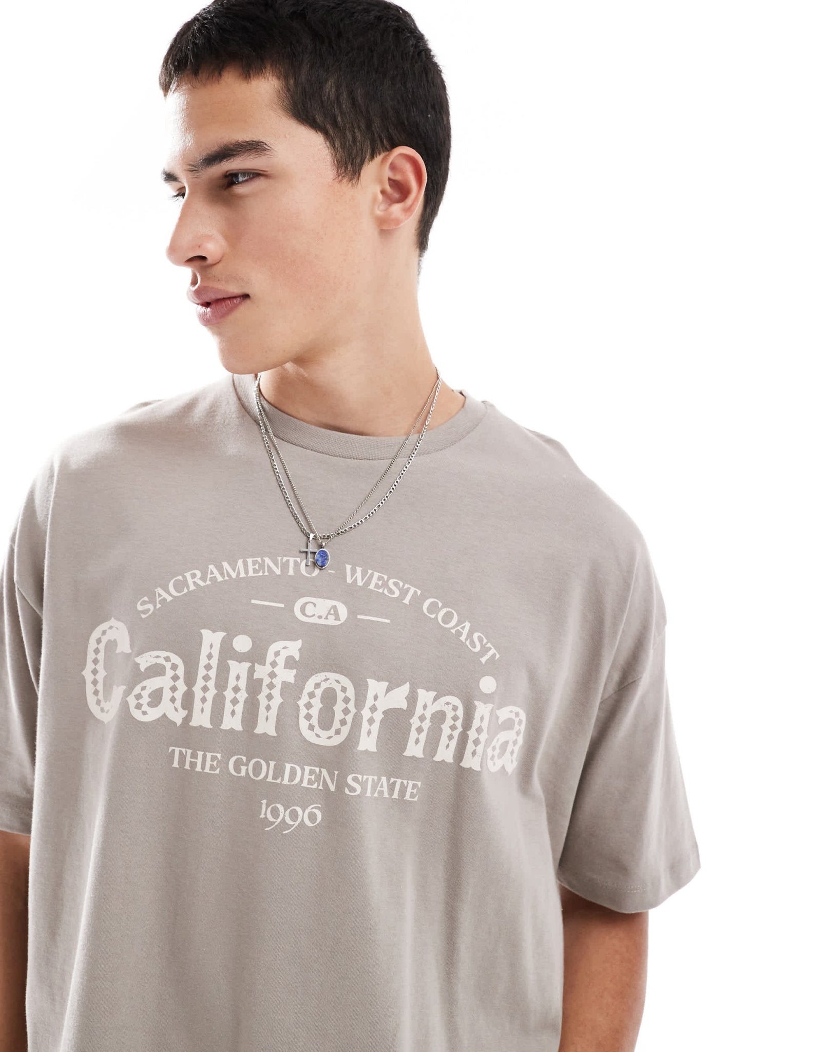 ASOS DESIGN boxy oversized t-shirt with city graphic in brown - ASOS Sample Sale