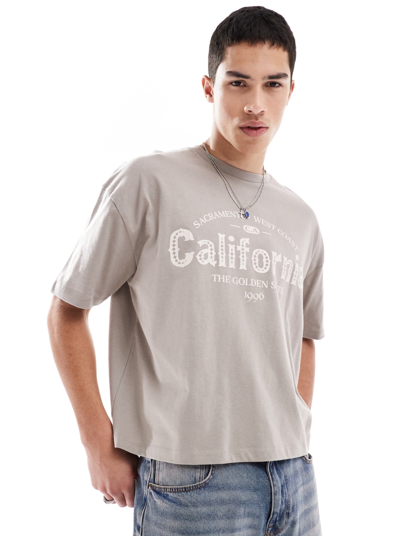 ASOS DESIGN boxy oversized t-shirt with city graphic in brown - ASOS Sample Sale