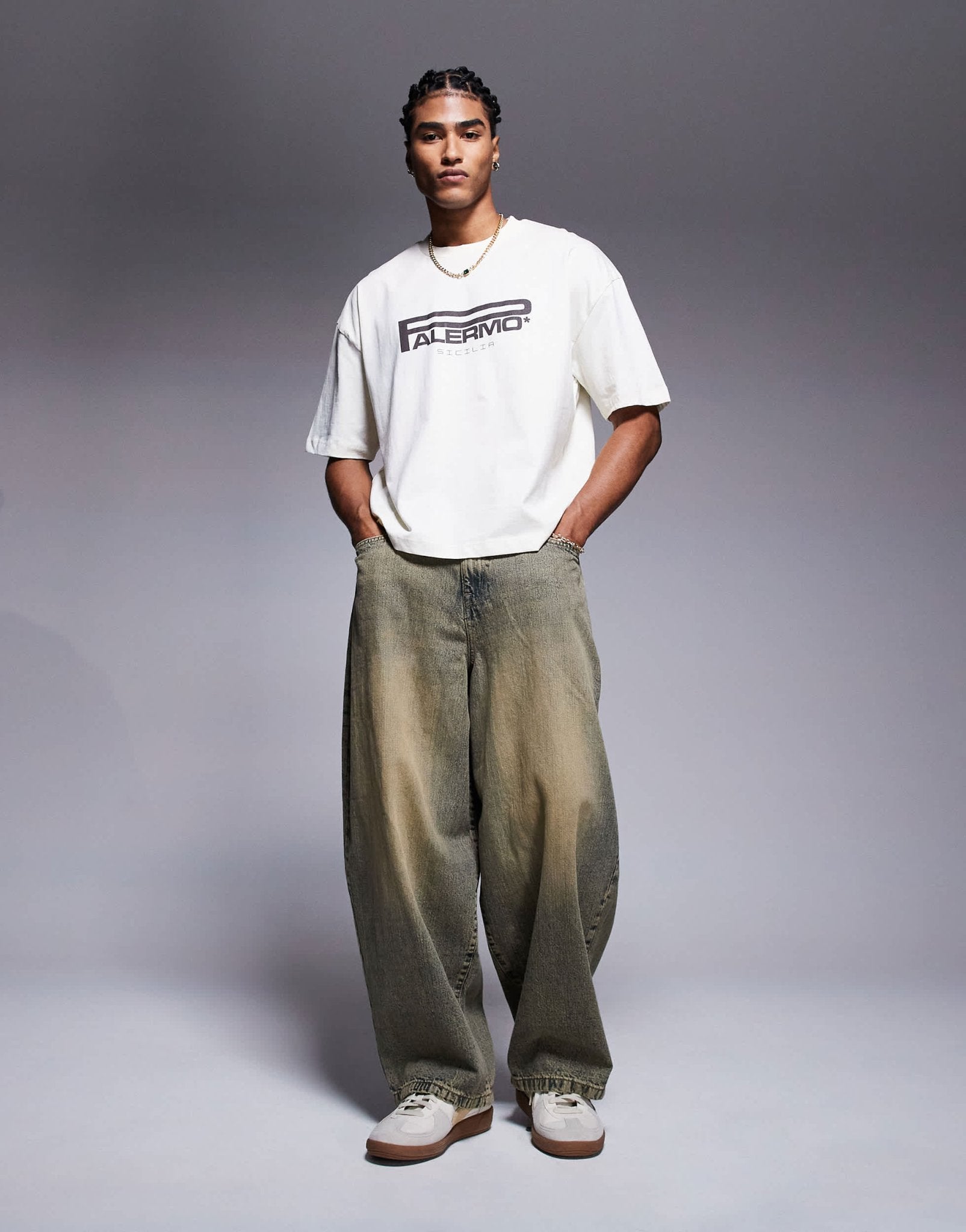 ASOS DESIGN boxy oversized t-shirt with city text graphic in cream - ASOS Sample Sale
