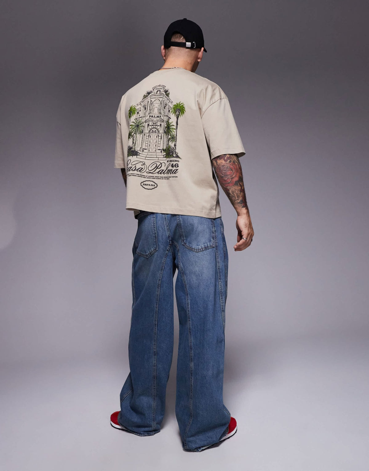 ASOS DESIGN boxy oversized t-shirt with front and back print in light brown - ASOS Sample Sale