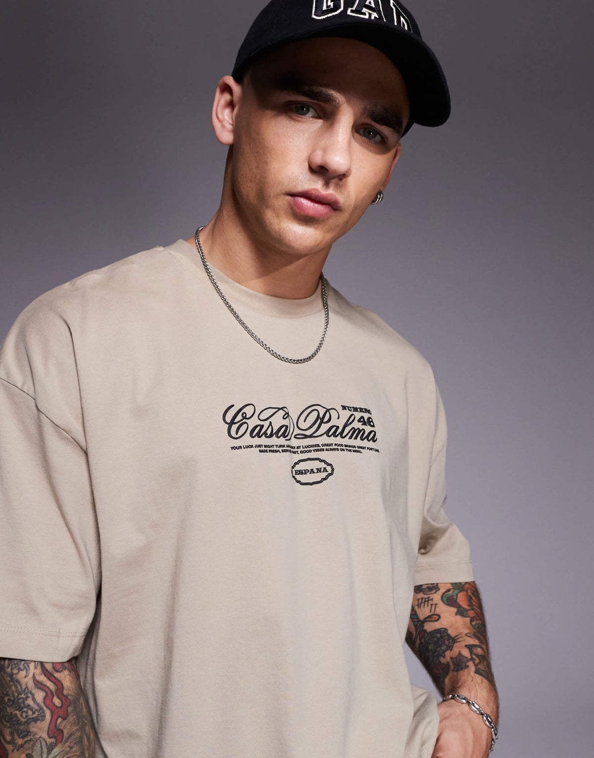 ASOS DESIGN boxy oversized t-shirt with front and back print in light brown - ASOS Sample Sale