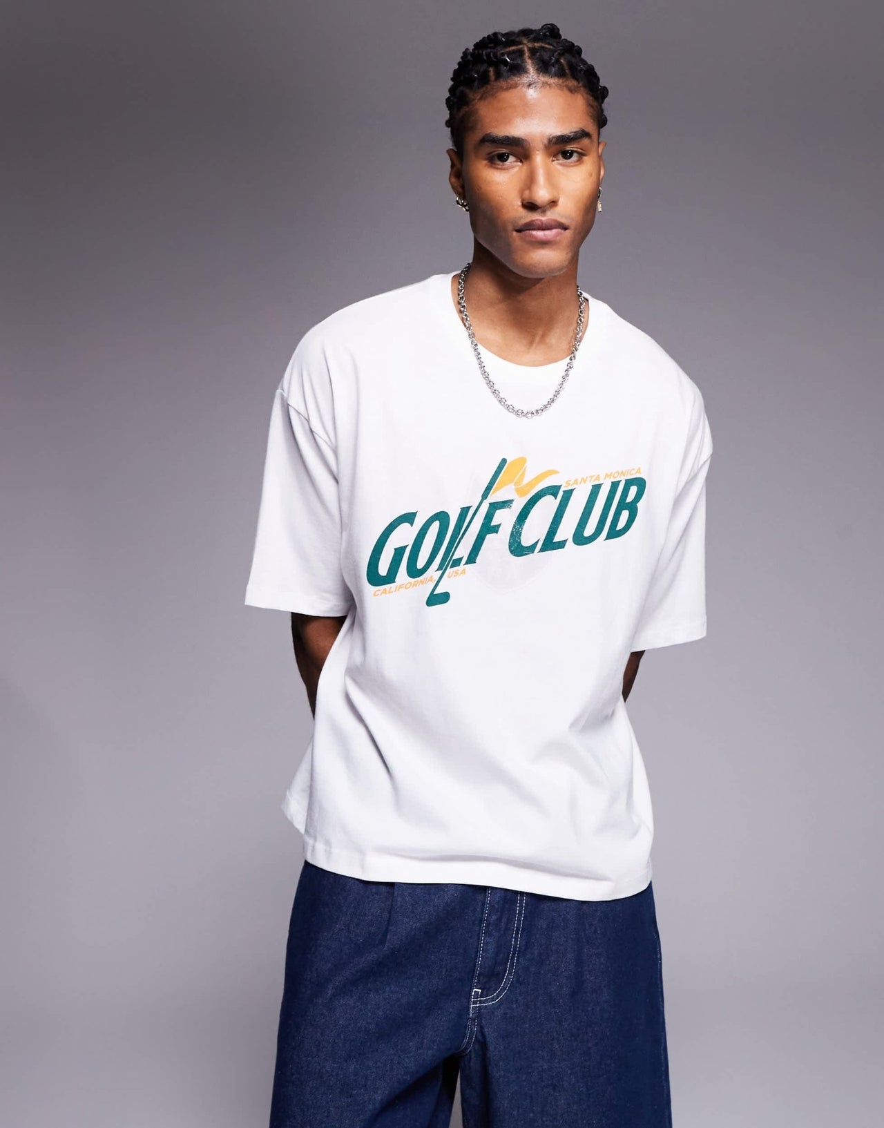 ASOS DESIGN boxy oversized t-shirt with golf graphic in white - ASOS Sample Sale