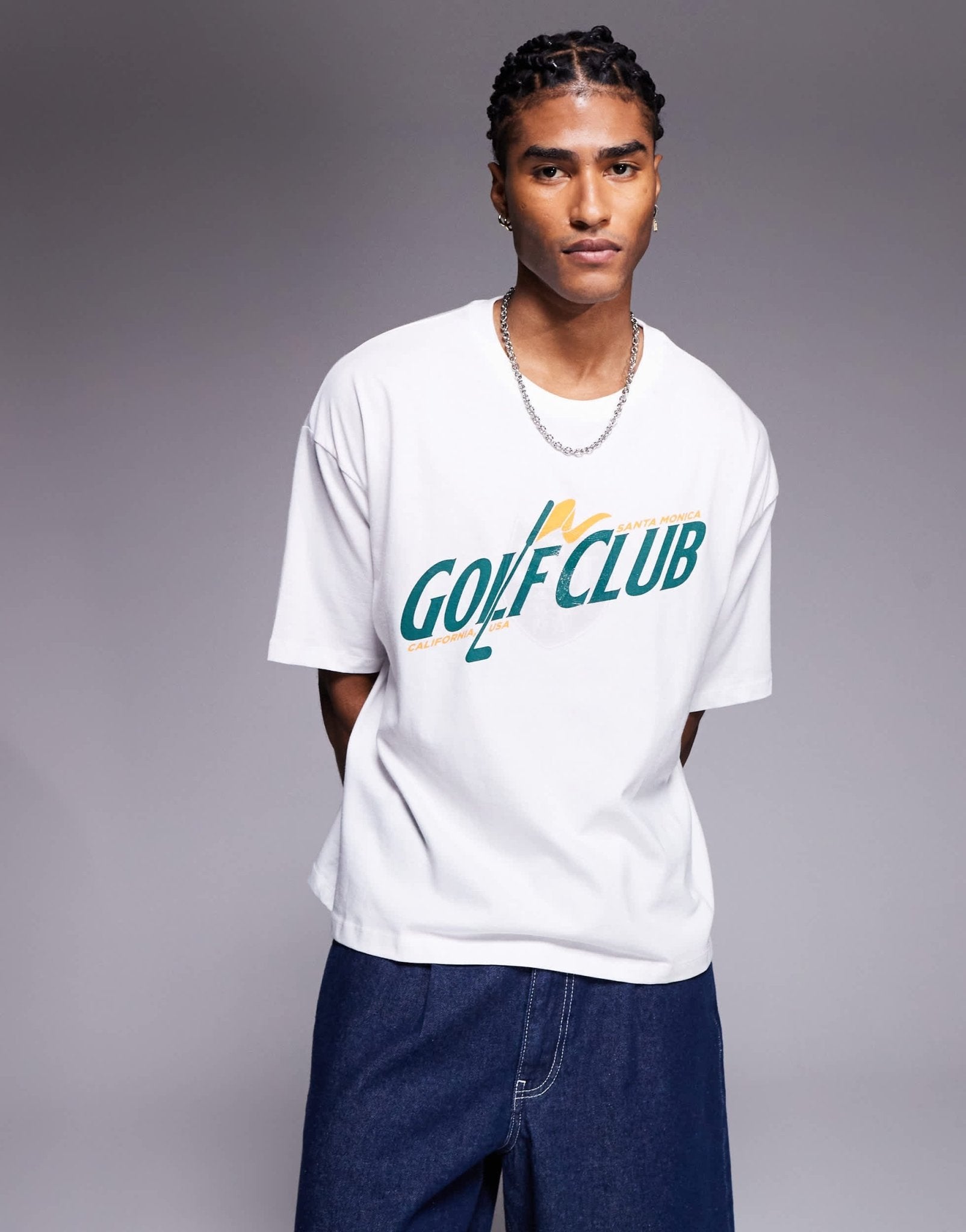 ASOS DESIGN boxy oversized t-shirt with golf graphic in white - ASOS Sample Sale