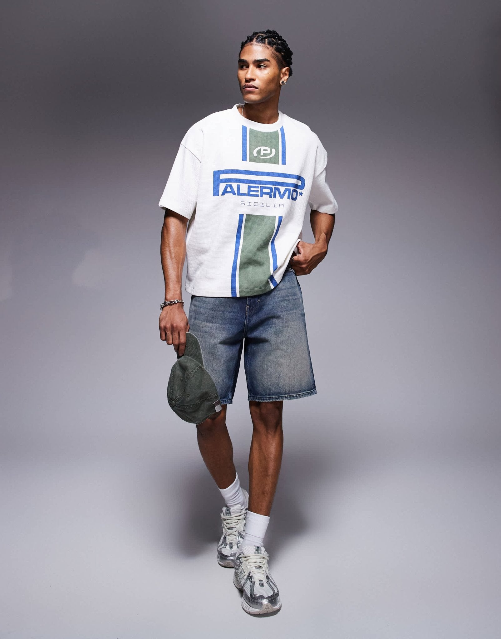 ASOS DESIGN boxy oversized t-shirt with Palermo graphic in cream waffle - ASOS Sample Sale