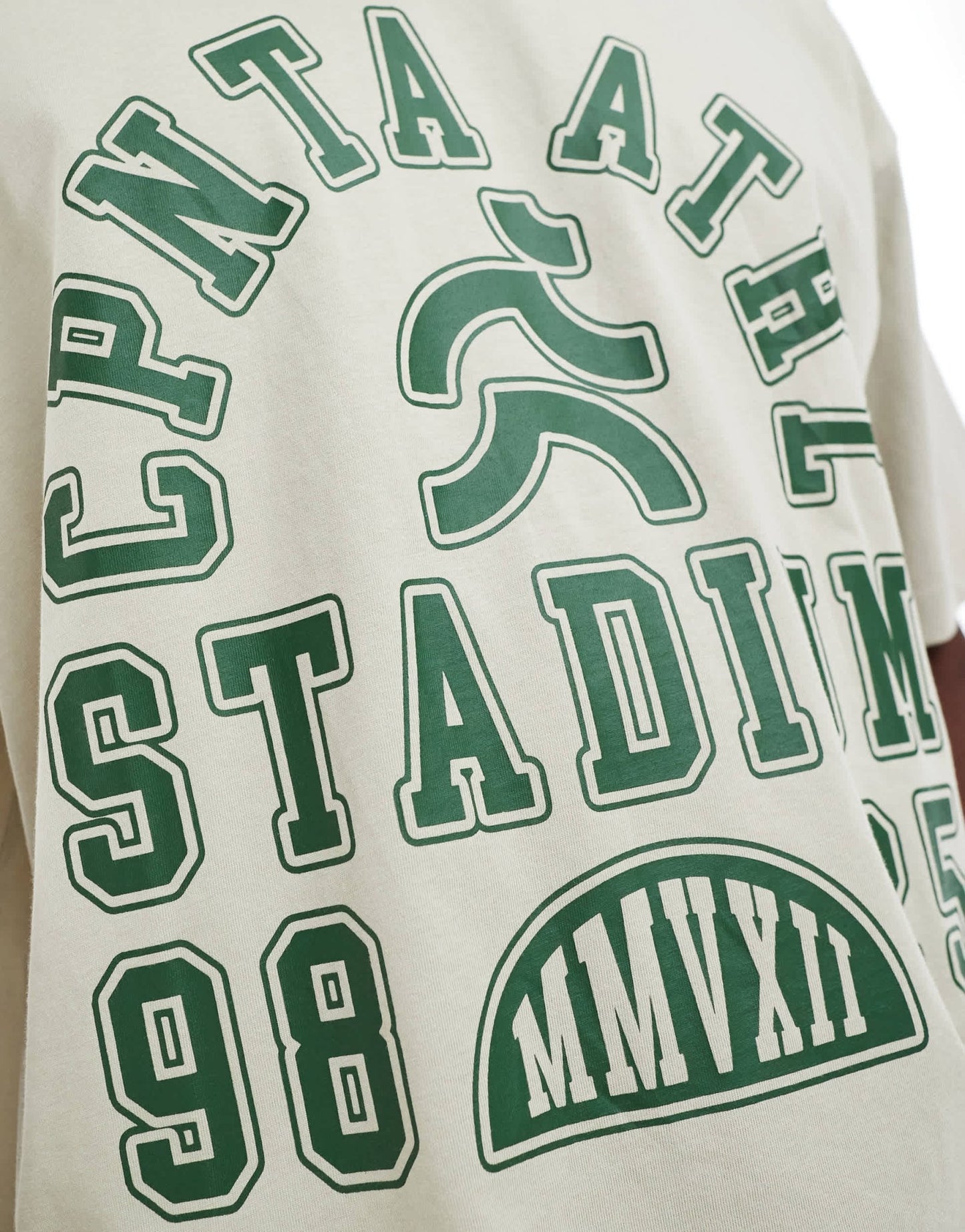 ASOS DESIGN boxy oversized t-shirt with sports graphic in beige - ASOS Sample Sale
