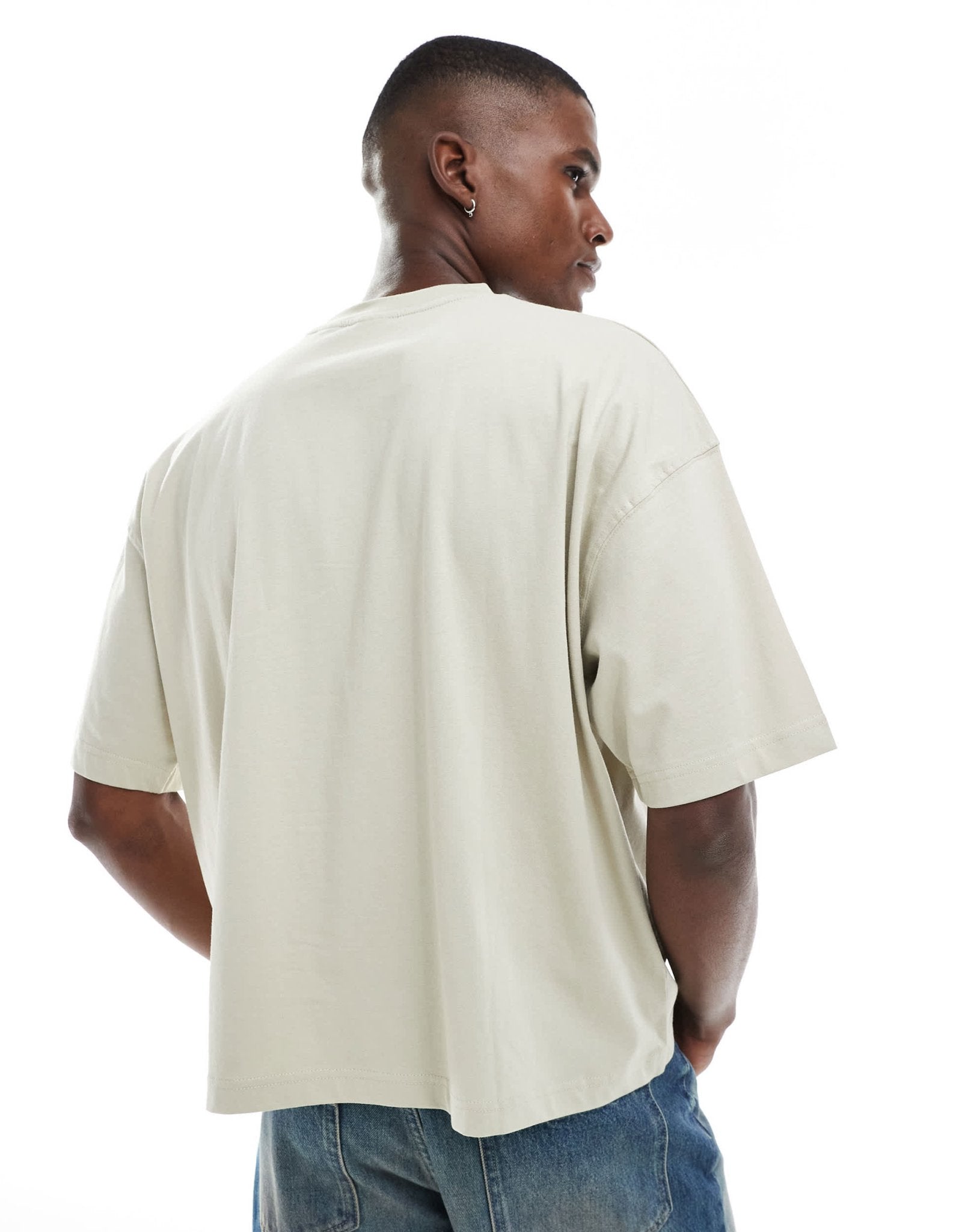 ASOS DESIGN boxy oversized t-shirt with sports graphic in beige - ASOS Sample Sale