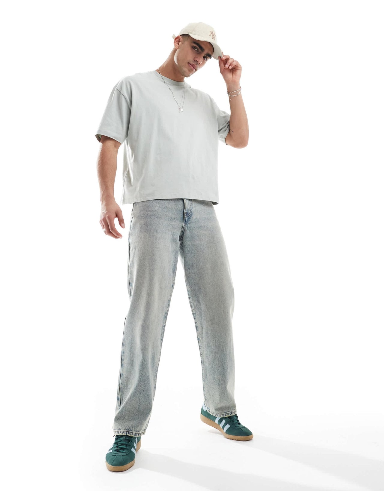 ASOS DESIGN boxy oversized t-shirt with text back applique in light grey - ASOS Sample Sale