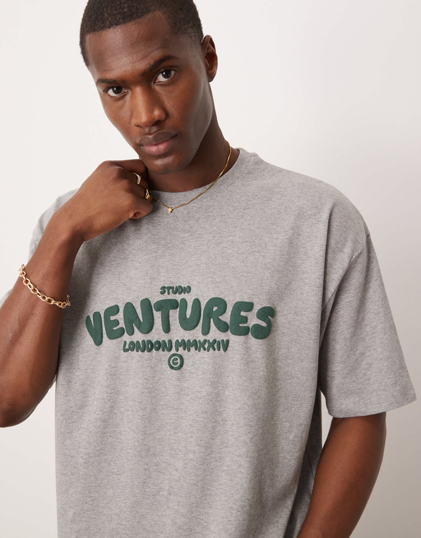 ASOS DESIGN boxy oversized t-shirt with text graphic in grey marl - ASOS Sample Sale