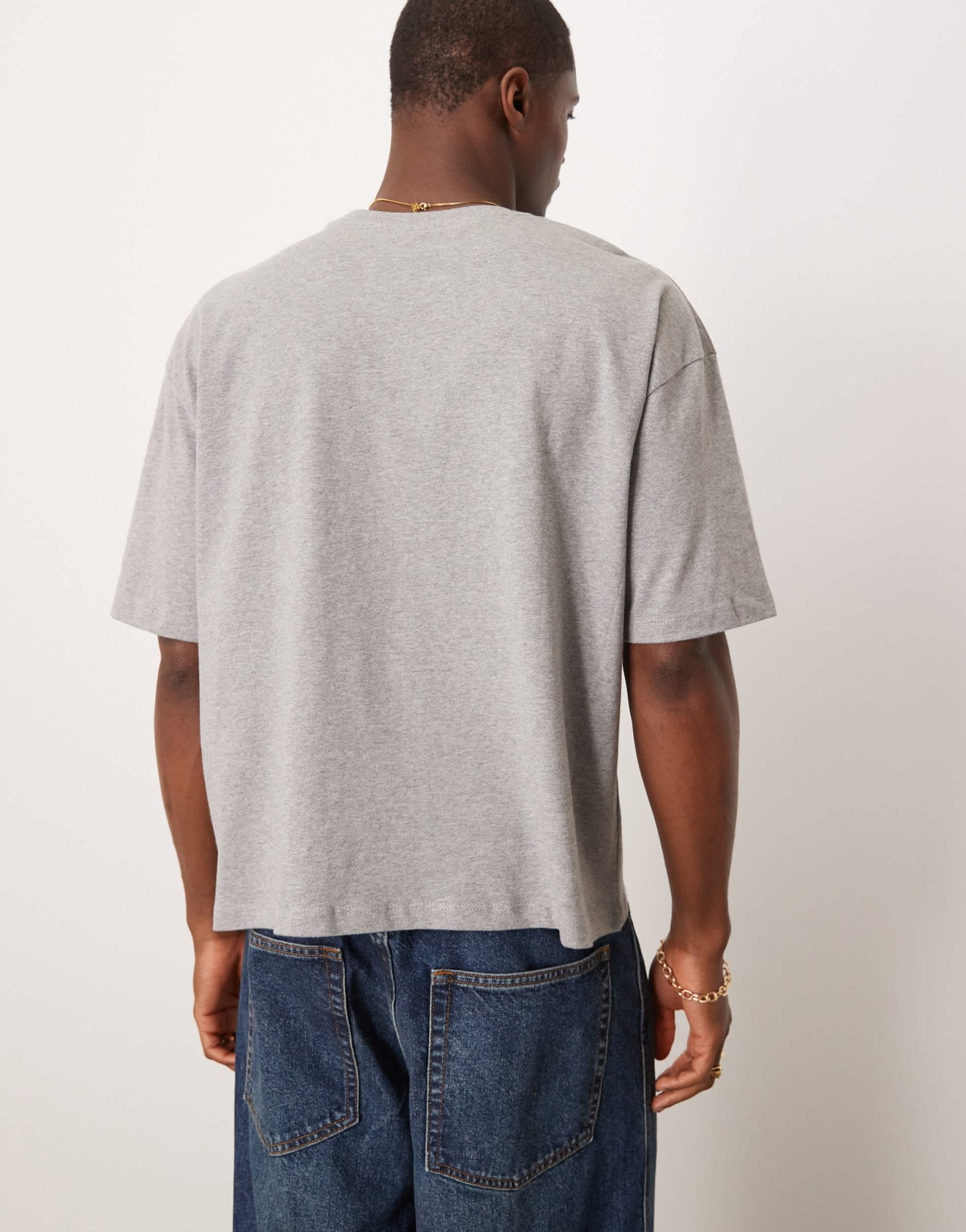 ASOS DESIGN boxy oversized t-shirt with text graphic in grey marl - ASOS Sample Sale