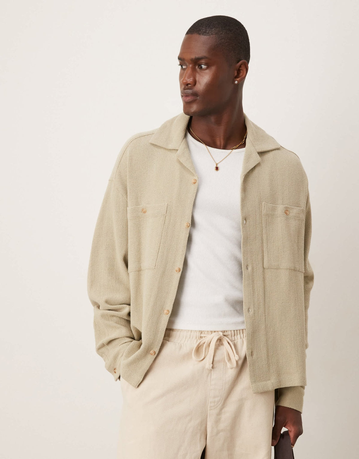 ASOS DESIGN boxy oversized textured shirt in sage green - ASOS Sample Sale