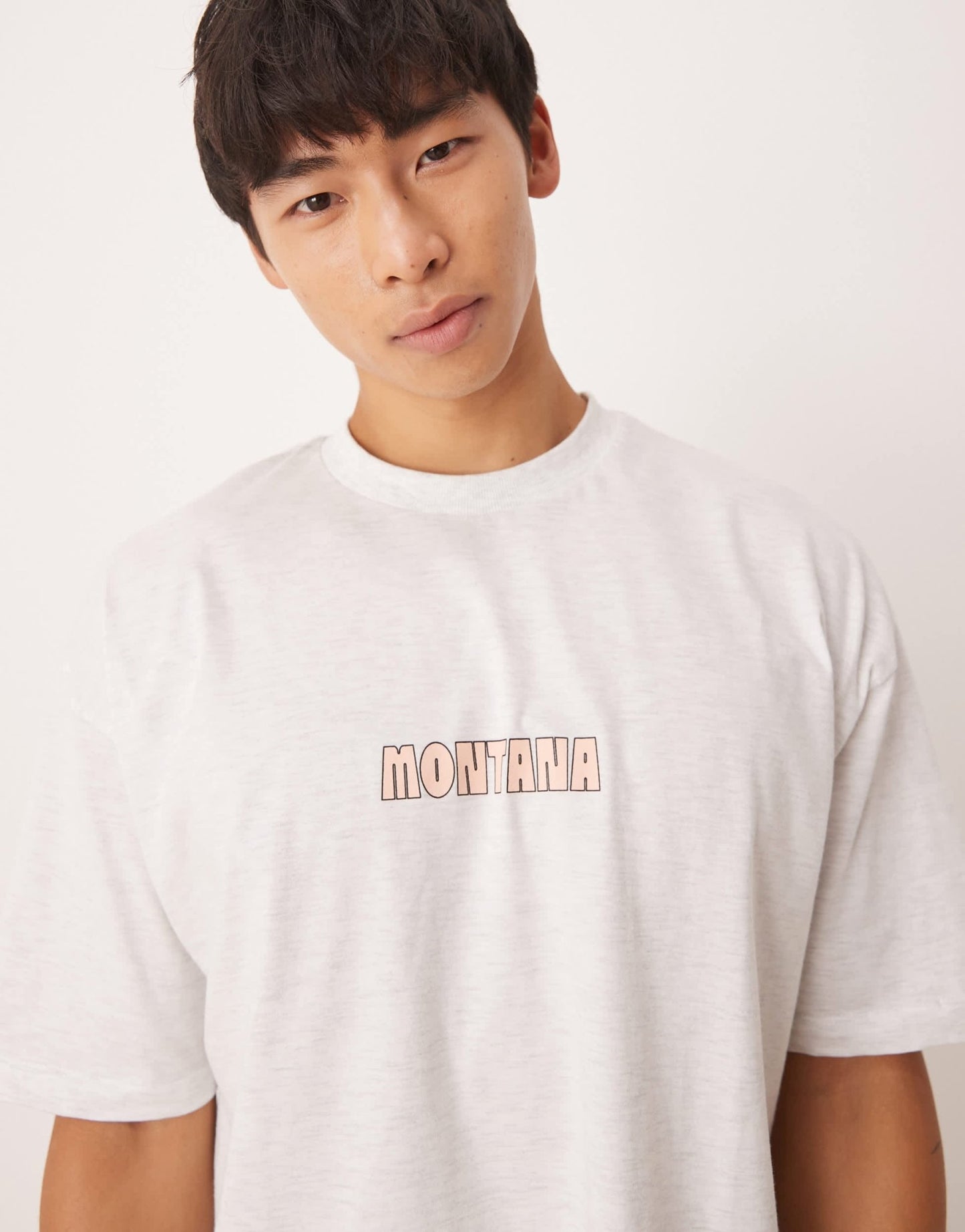 ASOS DESIGN boxy oversized with scenic graphic in white marl - ASOS Sample Sale