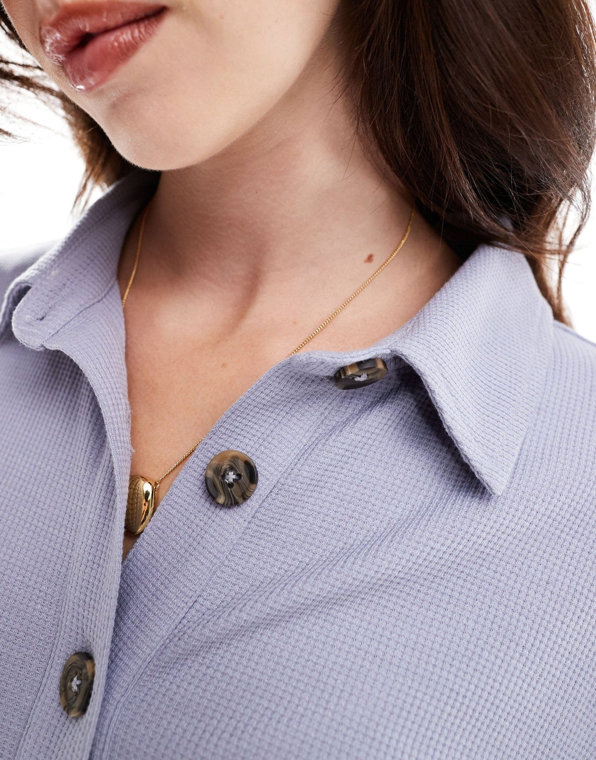 ASOS DESIGN boxy playsuit with shirt collar and half button placket in lilac - ASOS Sample Sale