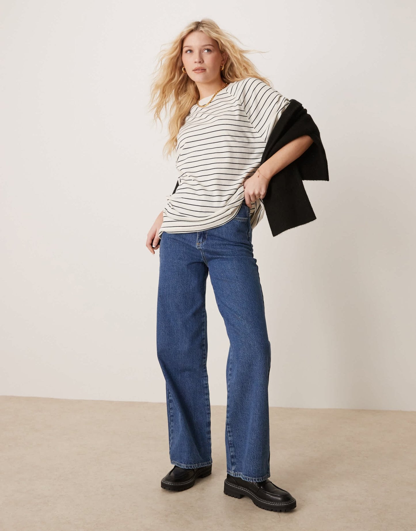 ASOS DESIGN boxy raglan sleeve t-shirt in vintage navy stripe - ASOS Sample Sale