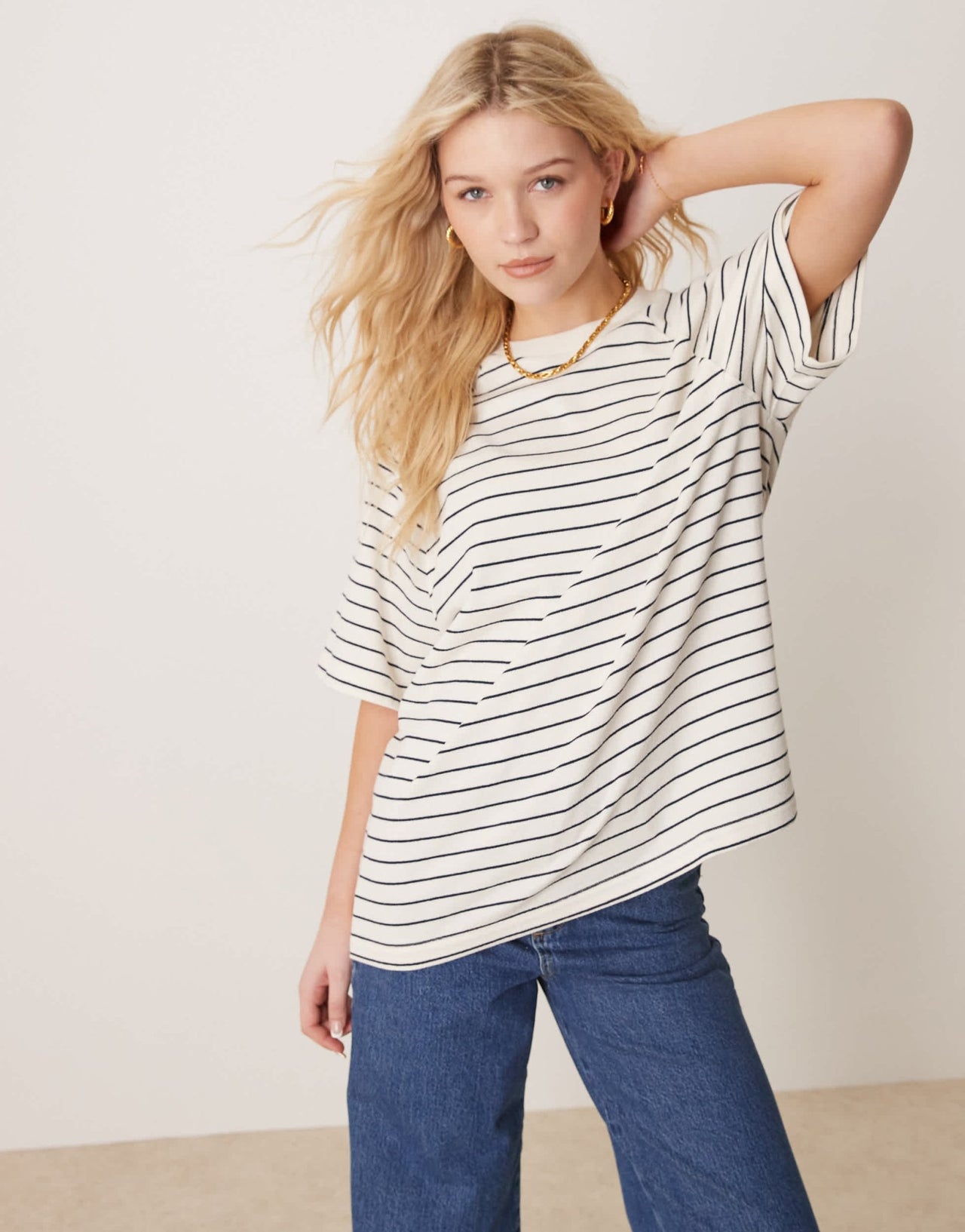 ASOS DESIGN boxy raglan sleeve t-shirt in vintage navy stripe - ASOS Sample Sale