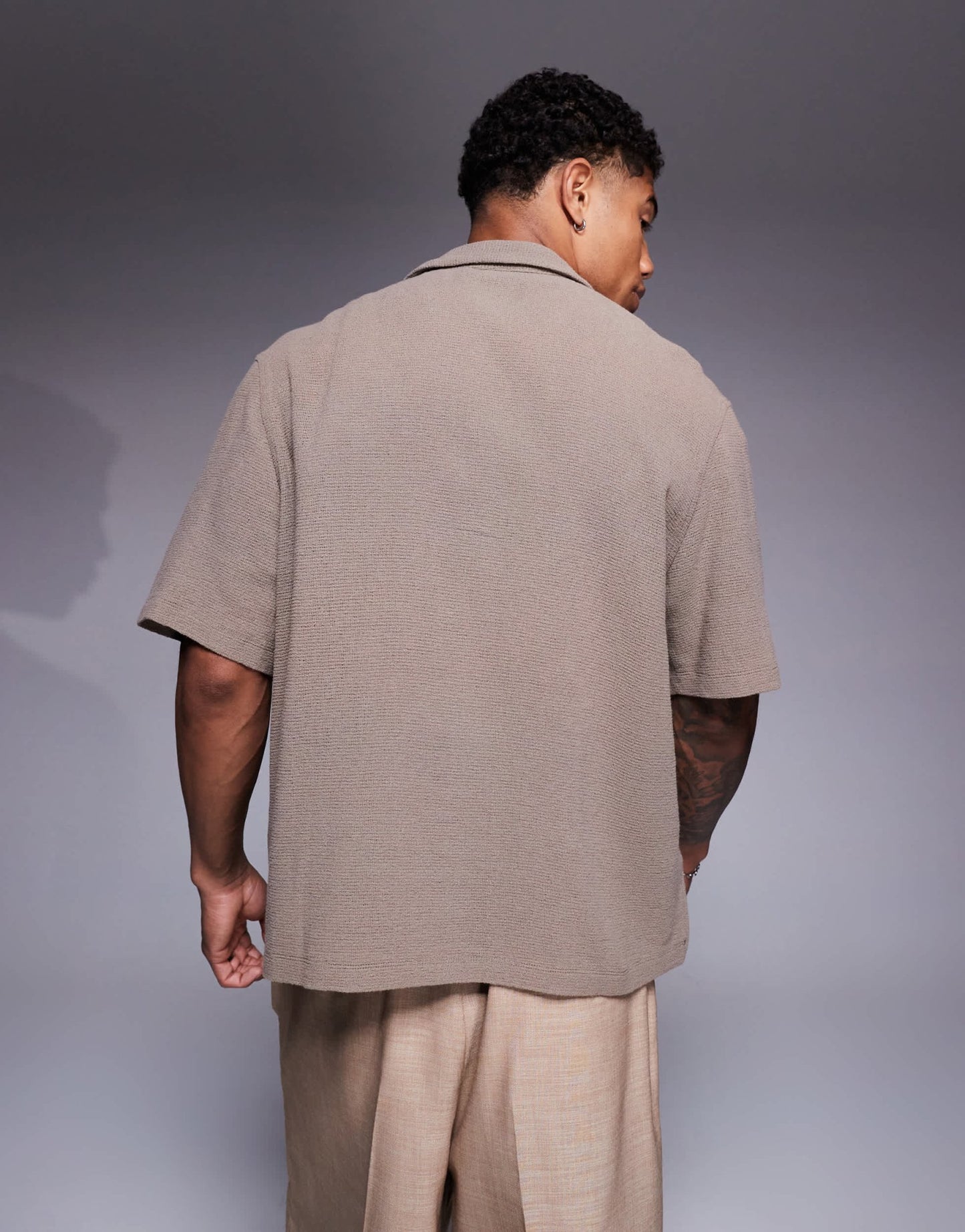 ASOS DESIGN boxy revere shirt with chest embroidery in green - ASOS Sample Sale
