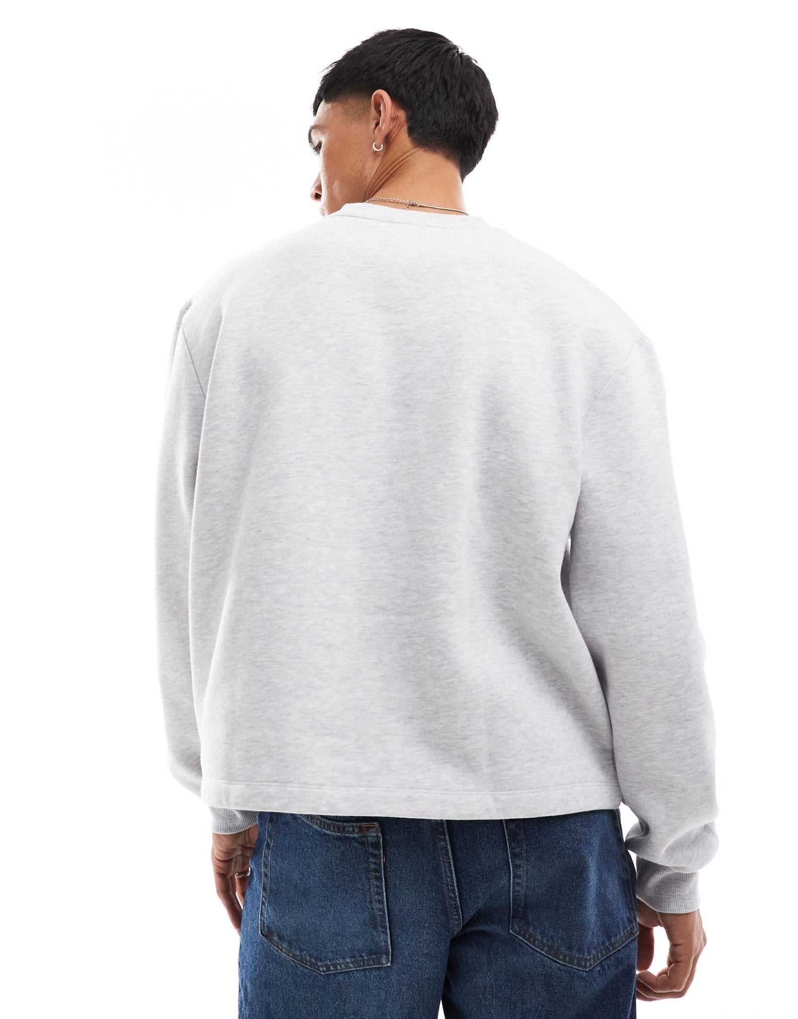 ASOS DESIGN boxy sweatshirt with athletic print in grey marl - ASOS Sample Sale
