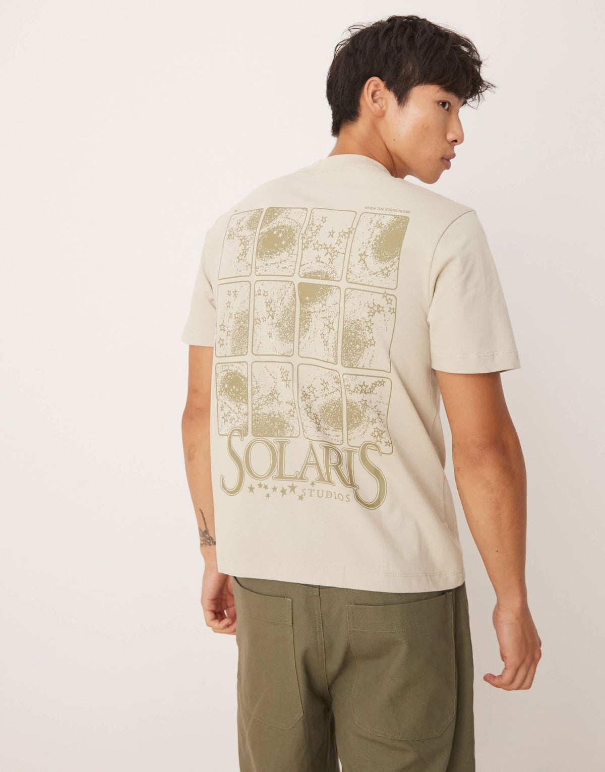 ASOS DESIGN boxy t-shirt with celestial graphic in beige - ASOS Sample Sale