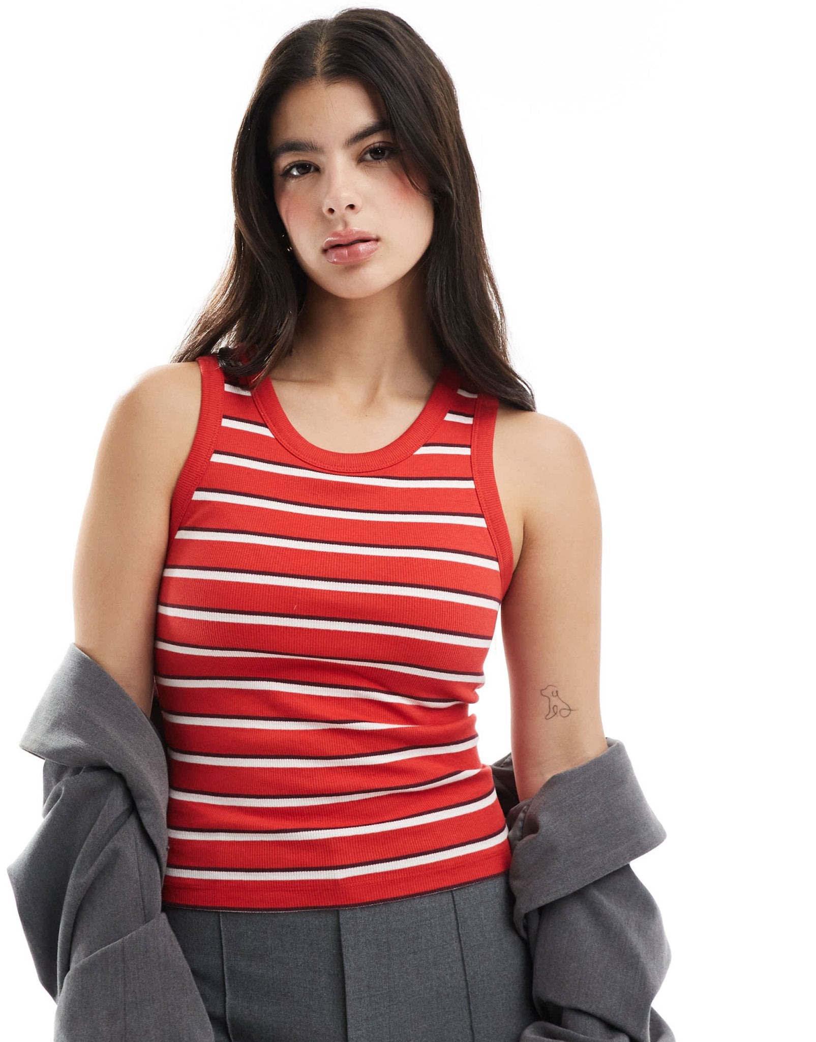 ASOS DESIGN bra detail vest tops in red - ASOS Sample Sale