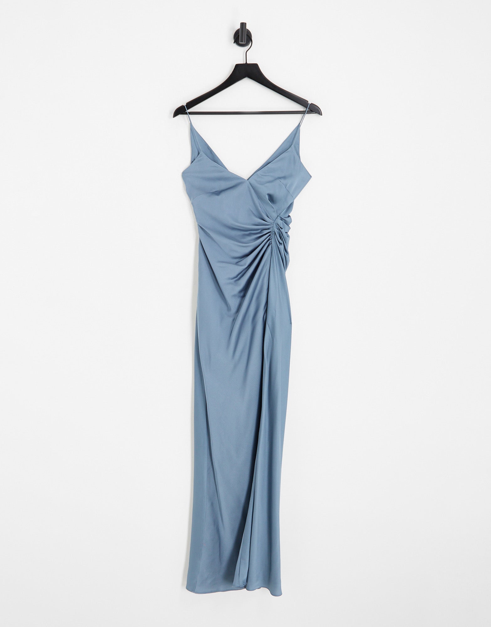 asos design midi wrap satin dress with drape detail ASOS Design - Satin Long Sleeve Plunge Mini Dress - Women - Polyester - 2 US