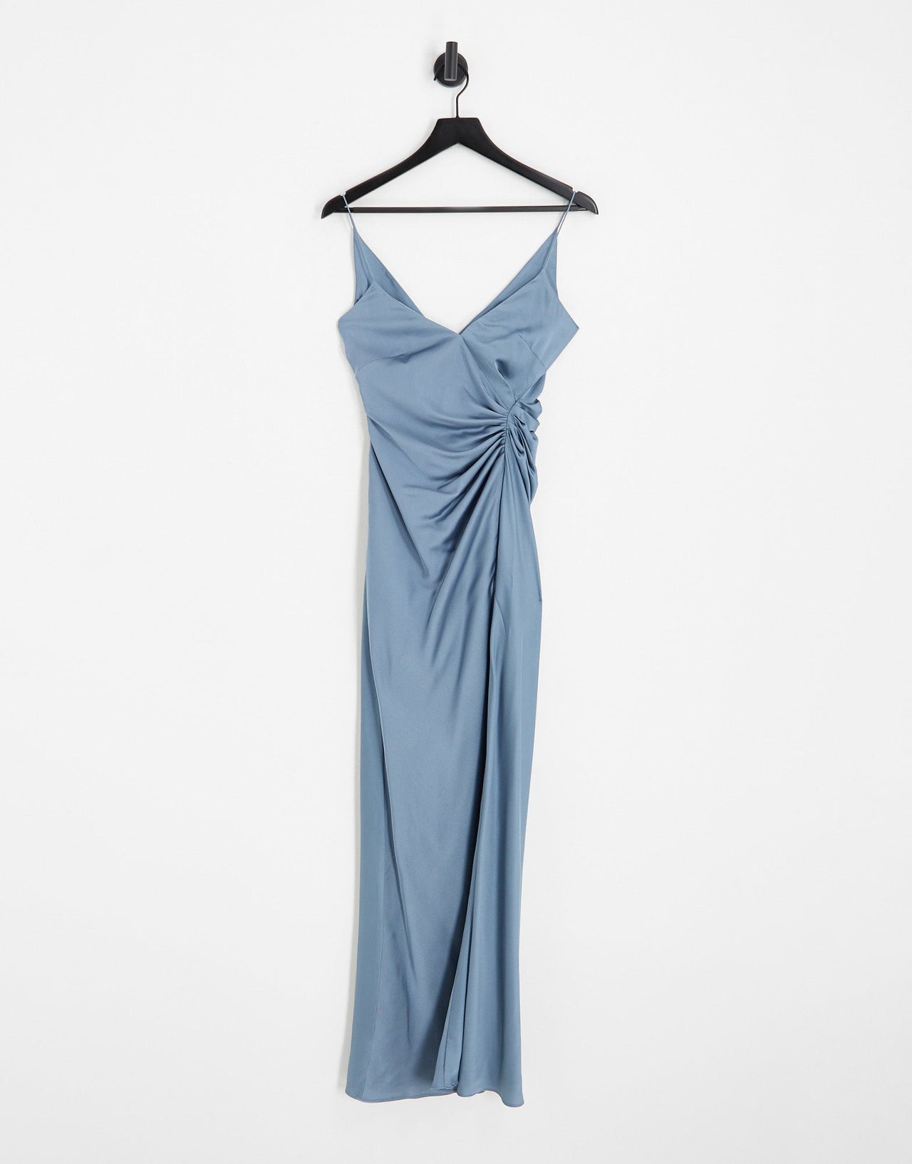 ASOS DESIGN Bridesmaid satin cami maxi dress with drape detail in dusky blue - ASOS Sample Sale