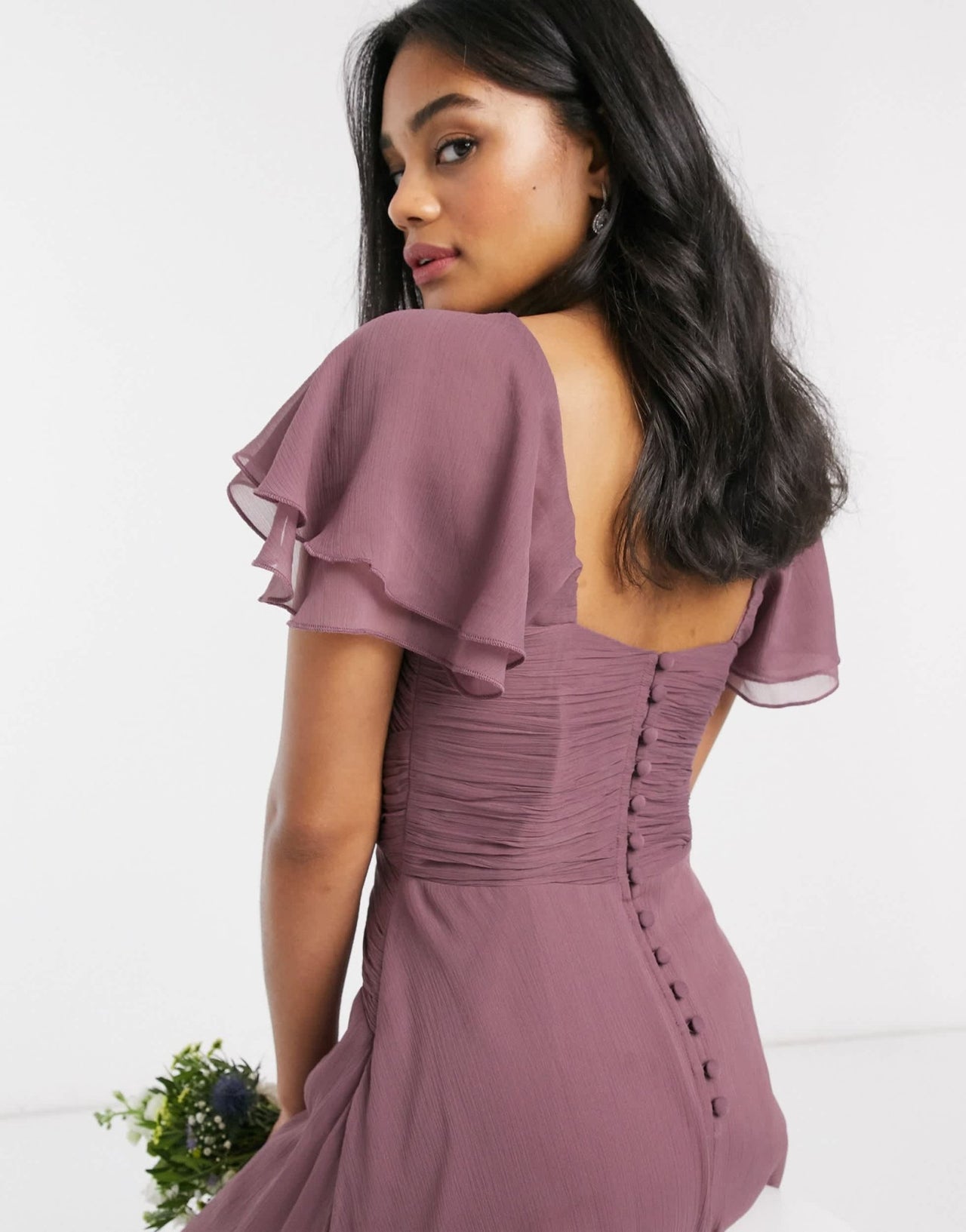 ASOS DESIGN Bridesmaid short sleeve ruched maxi dress - ASOS Sample Sale