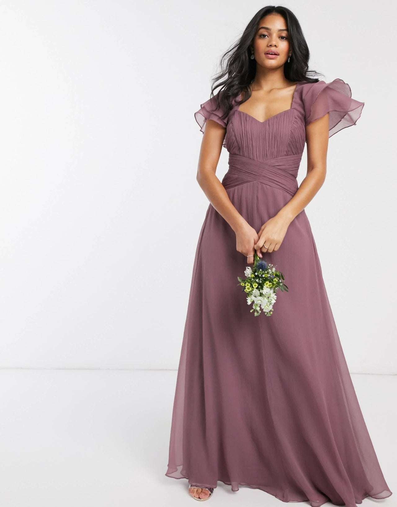 ASOS DESIGN Bridesmaid short sleeve ruched maxi dress - ASOS Sample Sale
