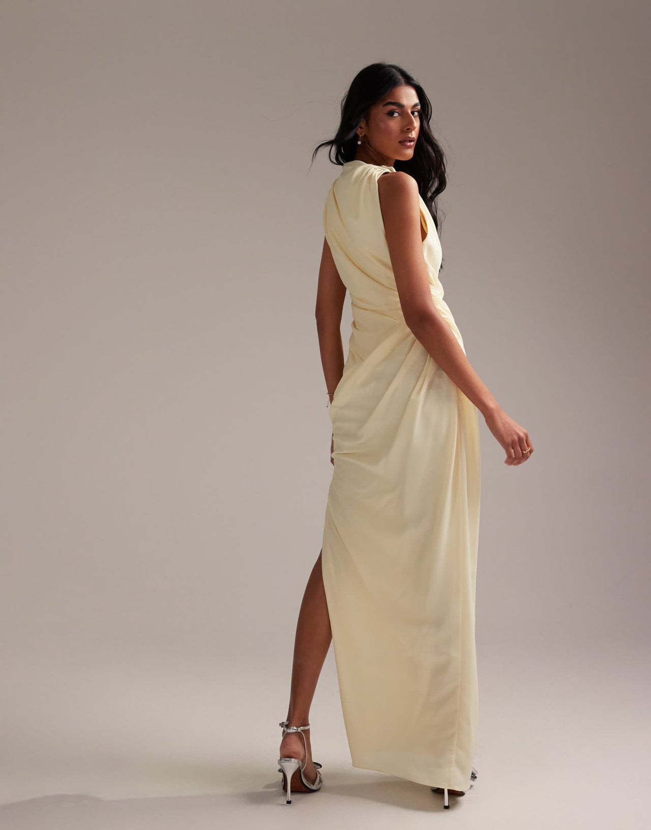 ASOS DESIGN Bridesmaids draped overlay crepe maxi dress in soft yellow - ASOS Sample Sale