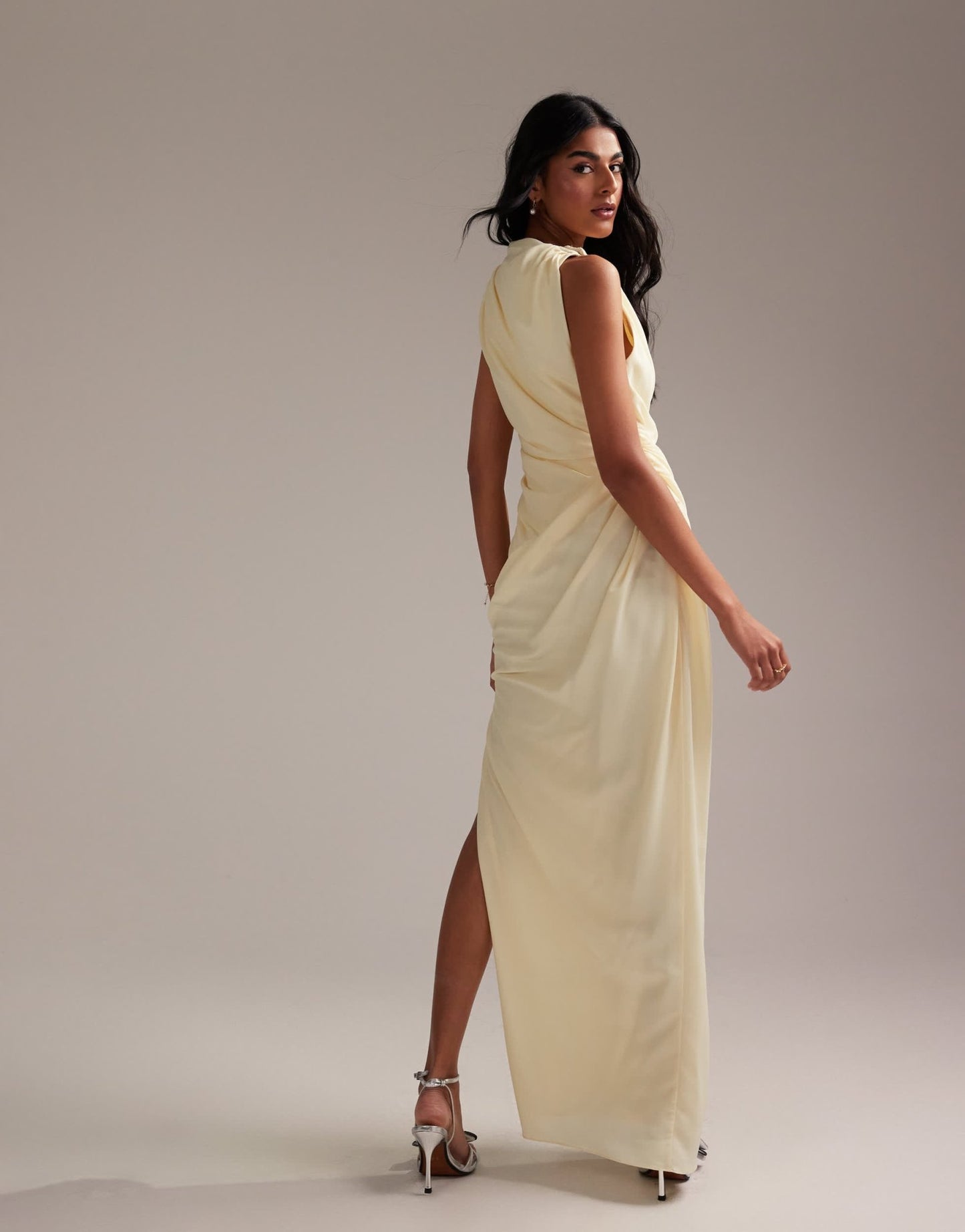 ASOS DESIGN Bridesmaids draped overlay crepe maxi dress in soft yellow - ASOS Sample Sale