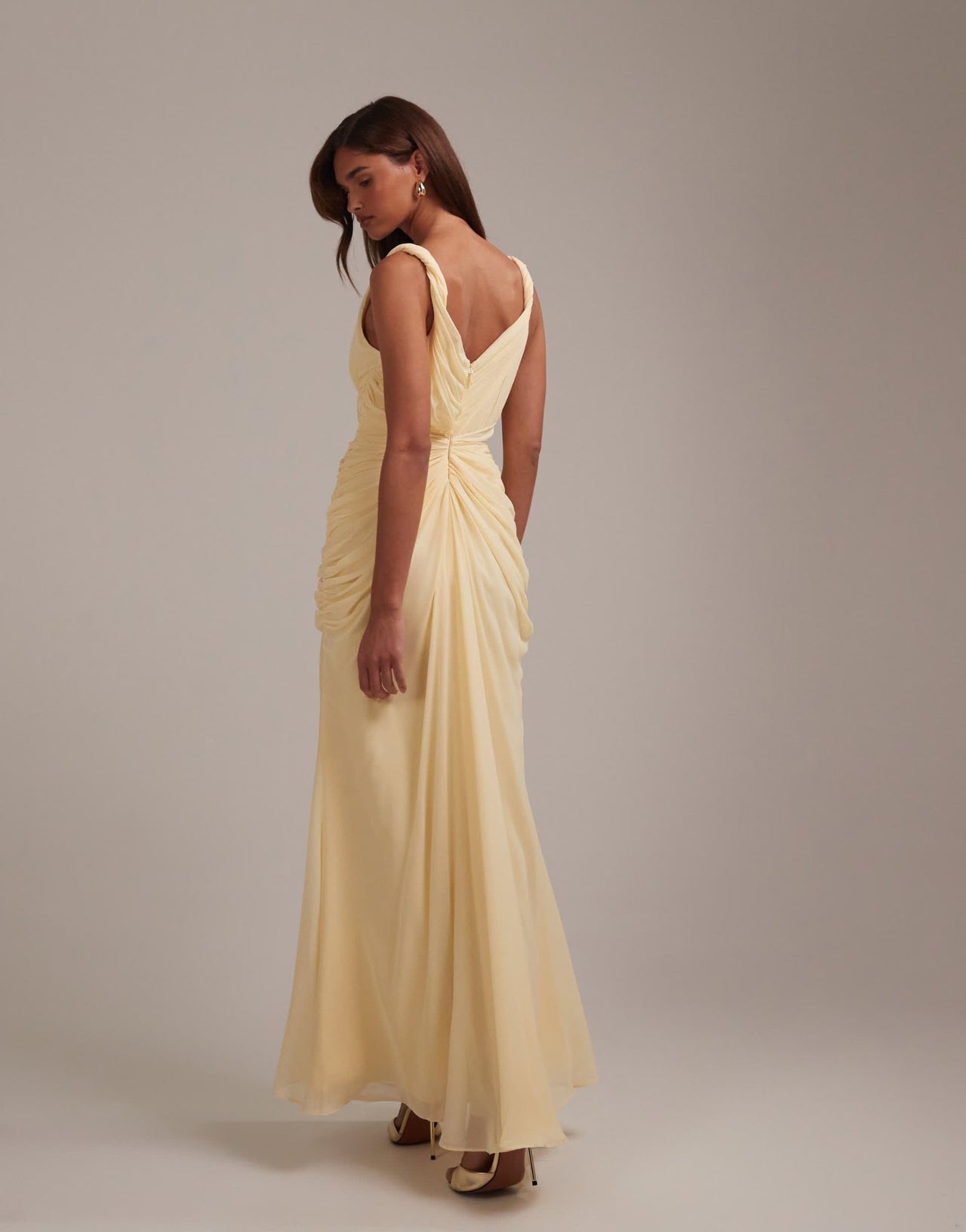 ASOS DESIGN bridesmaids gathered twisted strap maxi dress in yellow - ASOS Sample Sale