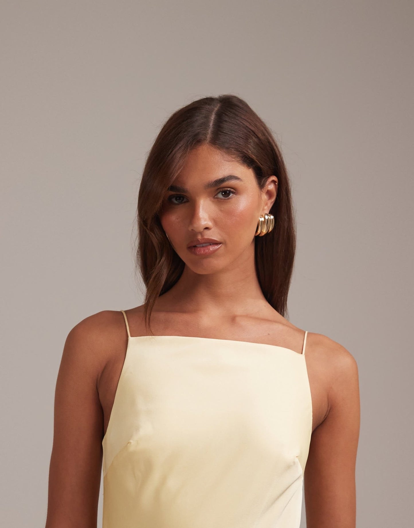 ASOS DESIGN bridesmaids high neck tie strap column maxi dress in lemon - ASOS Sample Sale